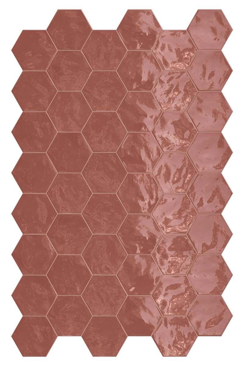 Catalea Gres Morioka Wandfliese Hexagon Rot Glänzend 17,3x15 cm 