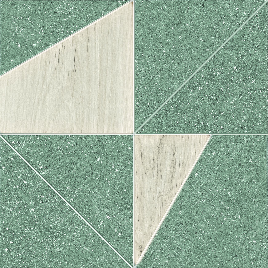 Urbanixx Gres Nagano Mosaik Holzoptik Betonoptik Grün / Weiß Matt 29x29 cm R10