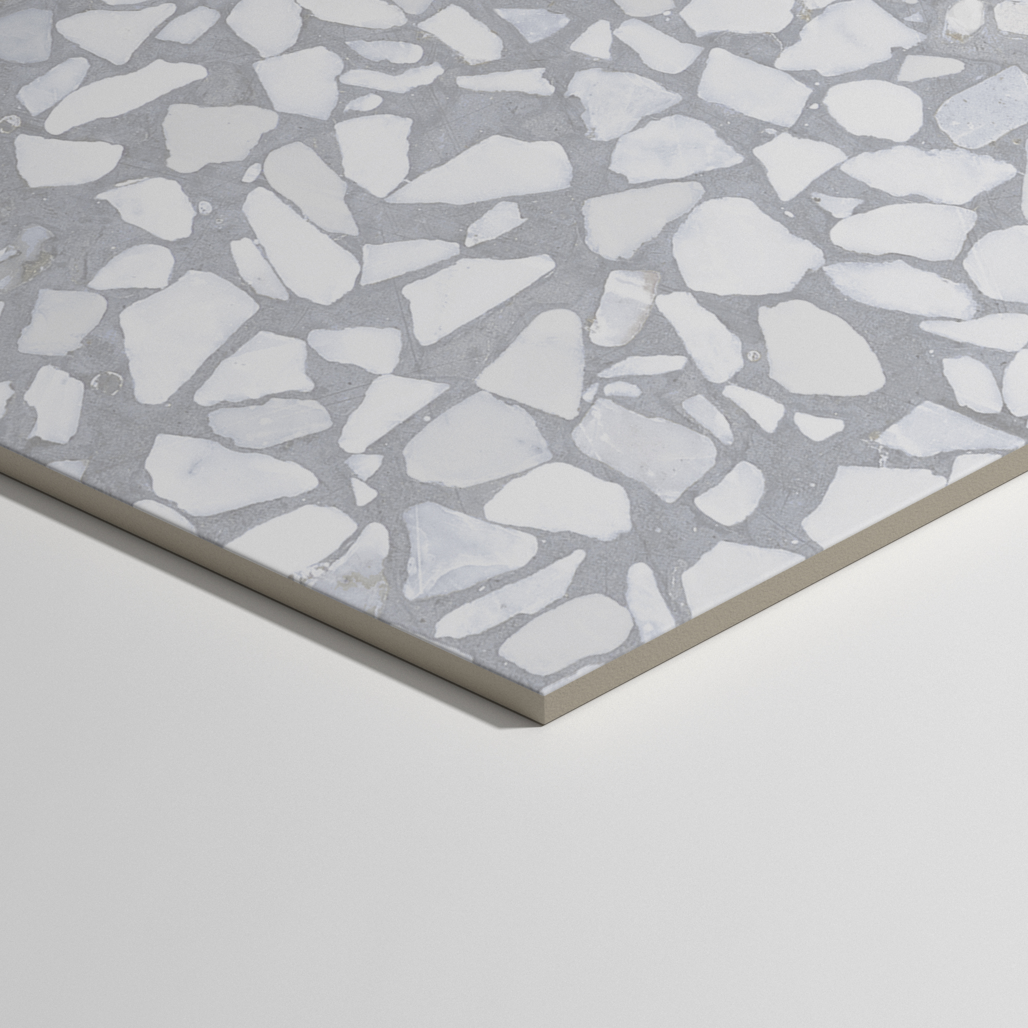 Urbanixx Gres Tarfala Bodenfliesen Terrazzooptik Hexagon Grau Matt 23,2x26,7 cm rektifiziert