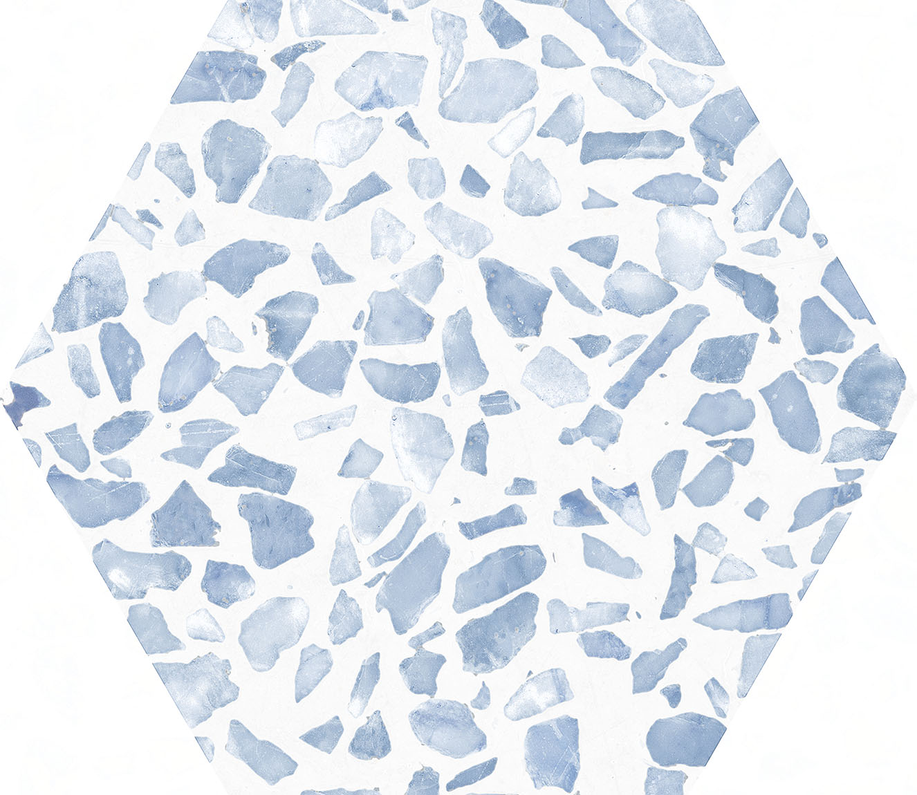 Urbanixx Gres Tarfala Bodenfliesen Terrazzooptik Hexagon Blau Matt 23,2x26,7 cm rektifiziert