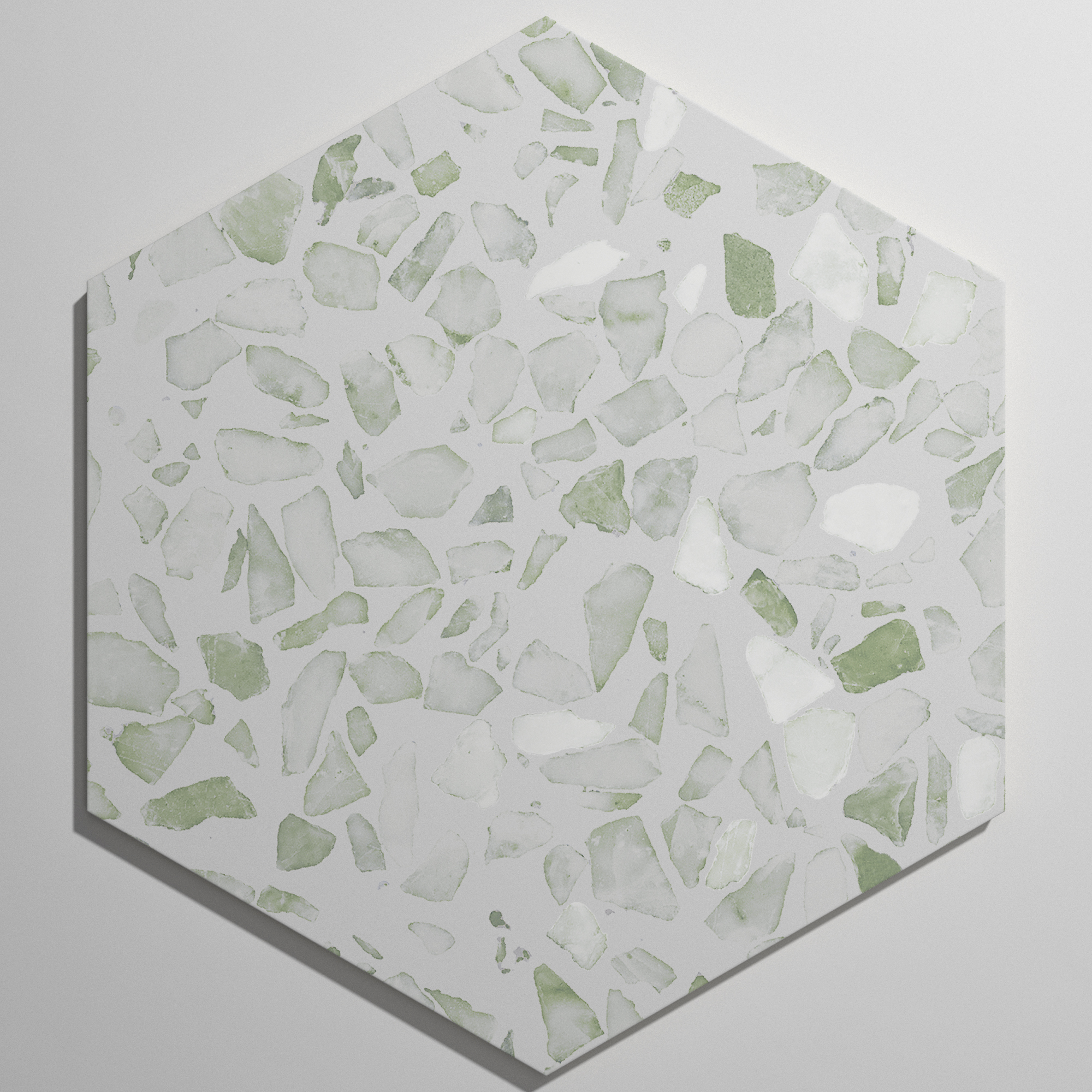 Urbanixx Gres Tarfala Bodenfliesen Terrazzooptik Hexagon Grün matt 23,2x26,7 cm rekt.