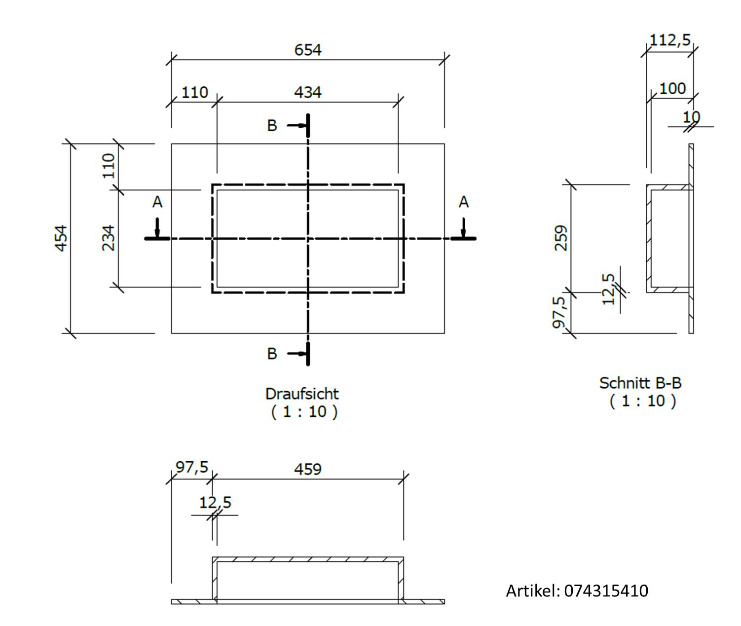 WEDI Sanwell Duschnische 20x40 cm, Rahmenflansch 10 mm