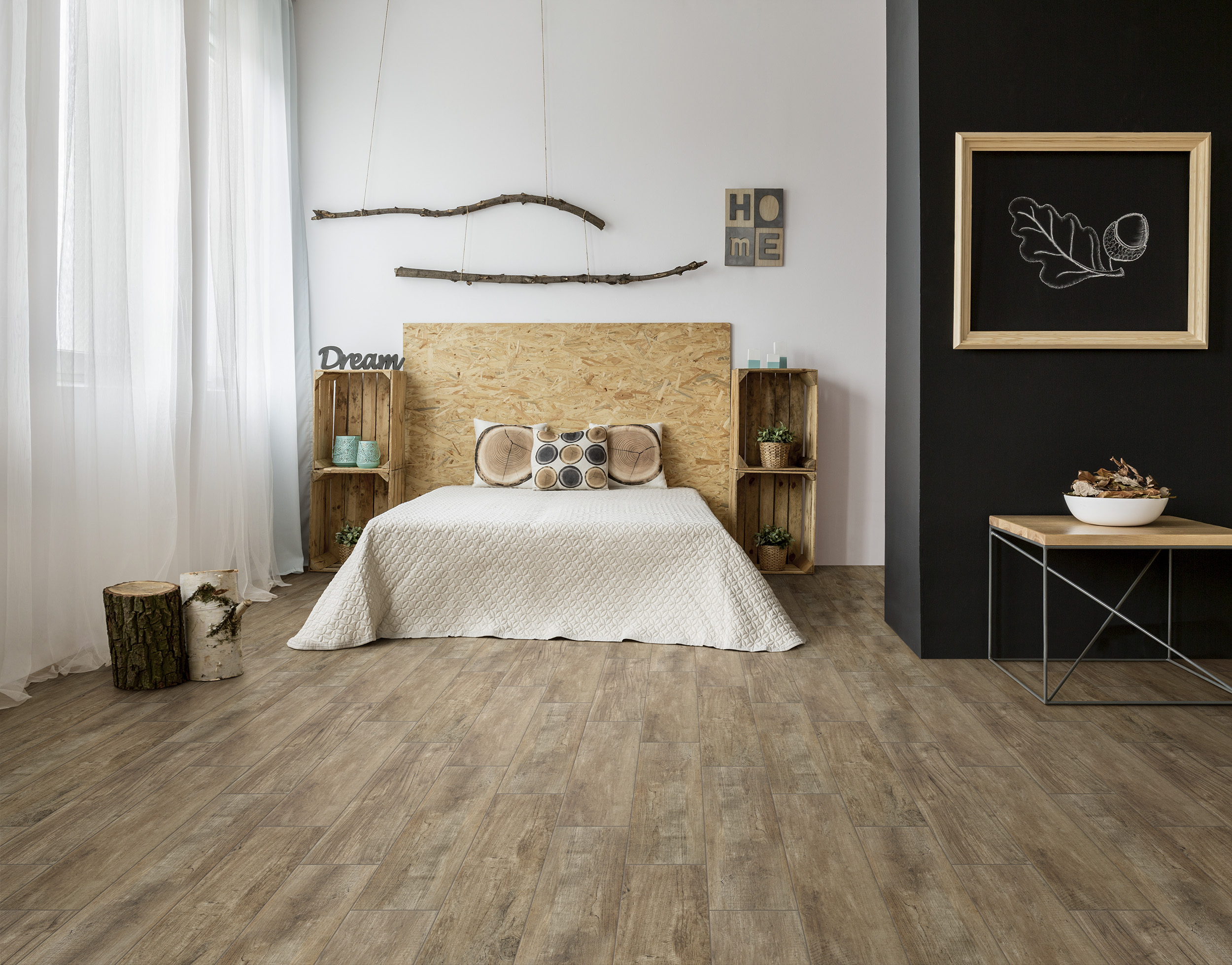 Noem Gres Bergamo Bodenfliese Holzoptik Braun Matt 30x120 cm rektifiziert R9