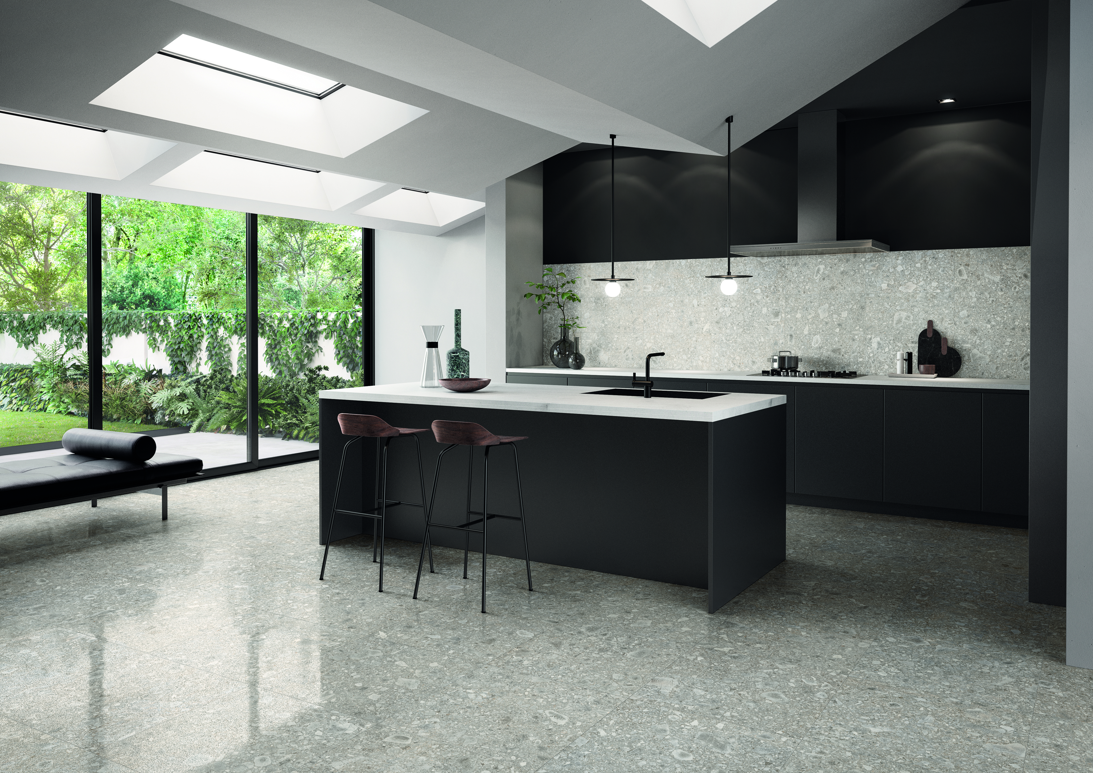 Ergon Lombarda Bodenfliese Terrazzooptik Grau Anpoliert 90x90 cm rektifiziert R10B