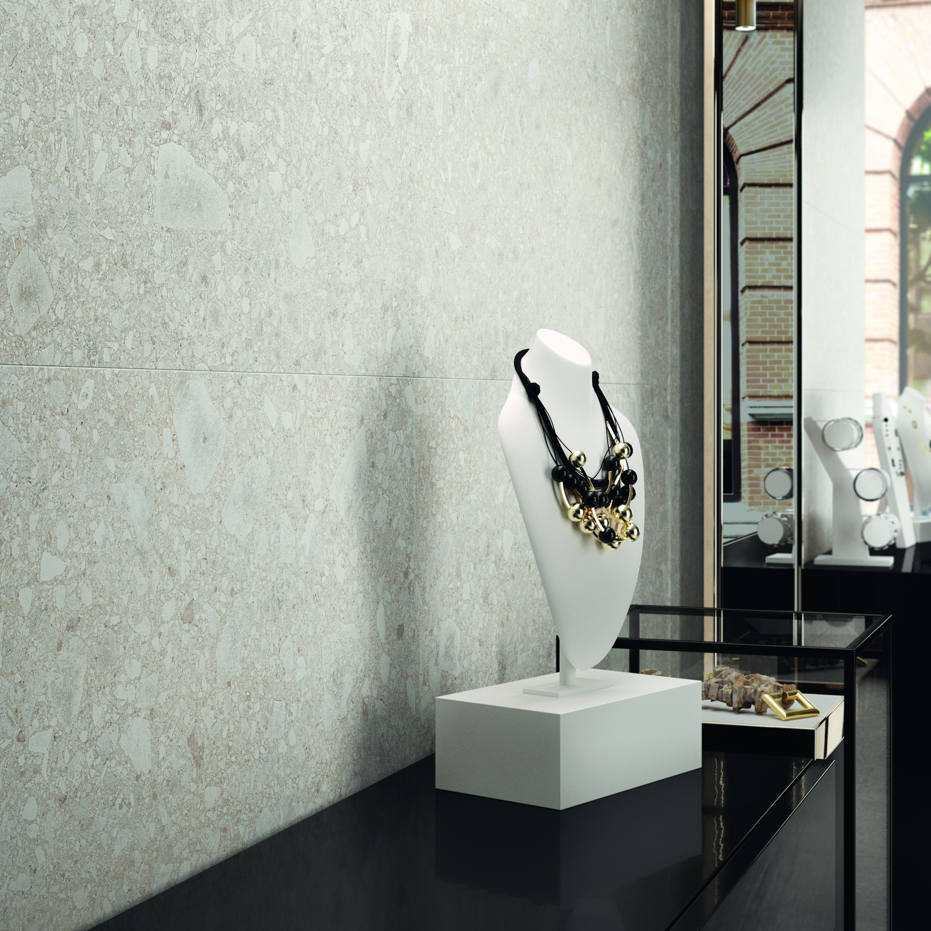 Ergon Lombarda Bodenfliese Terrazzooptik Weiß Matt 60x60 cm rektifiziert R10B