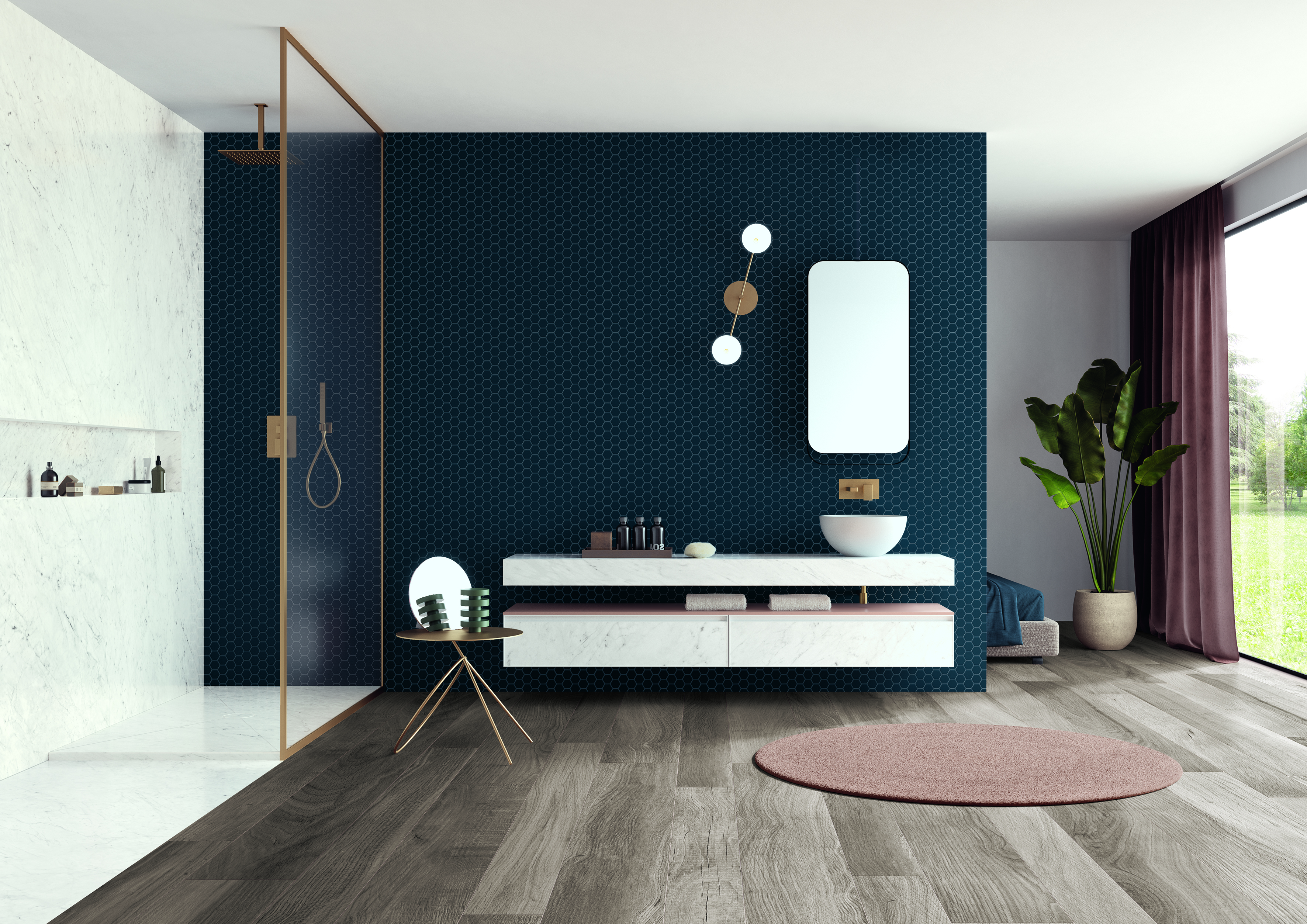 Catalea Gres Tokio Hexagonmosaik Dunkelblau Matt 31,6x31,6 cm rektifiziert R10