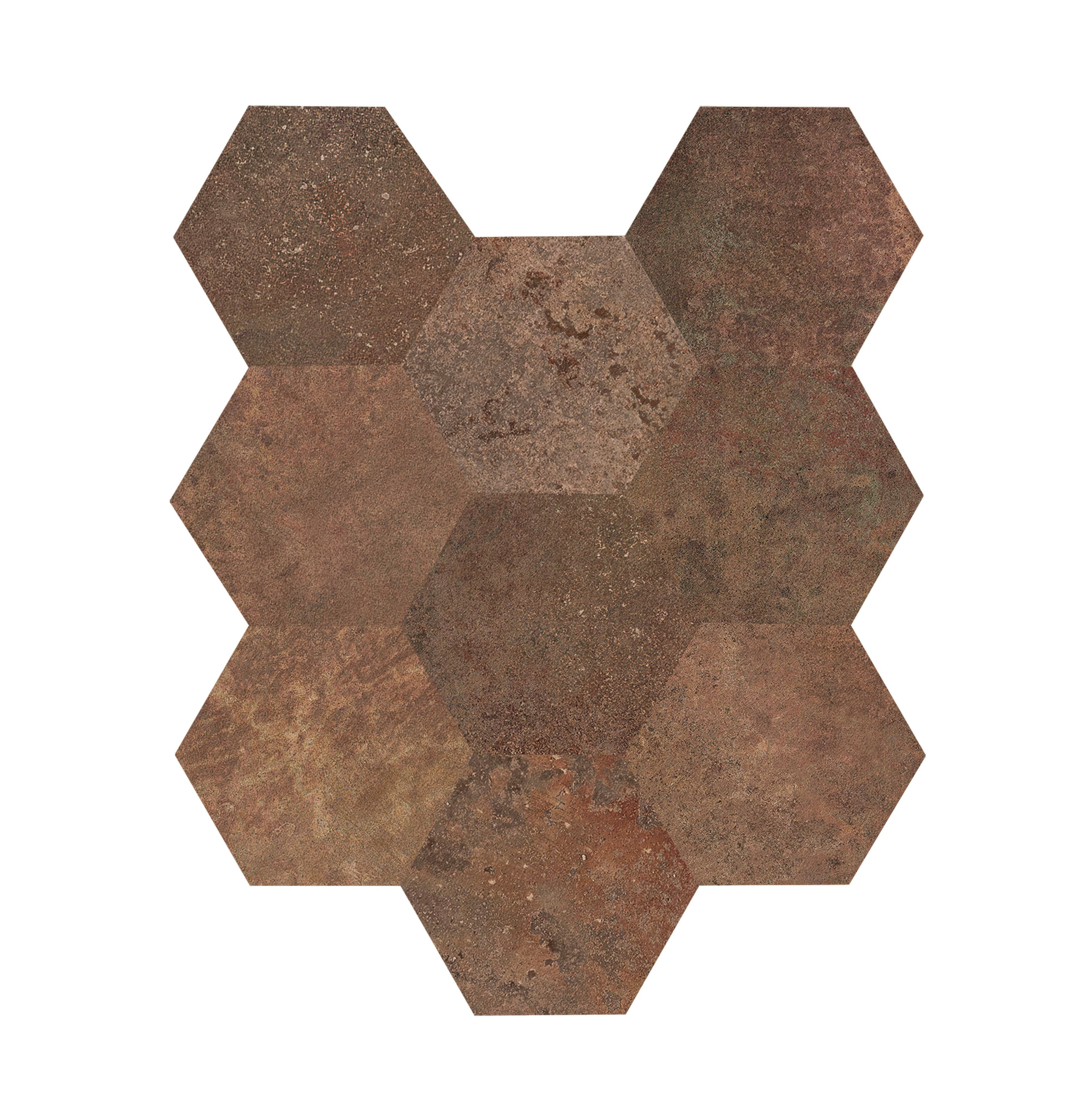 Caesar Alchemy Mosaik Hexagon 3D Metalloptik Rost Matt 28x34 cm  