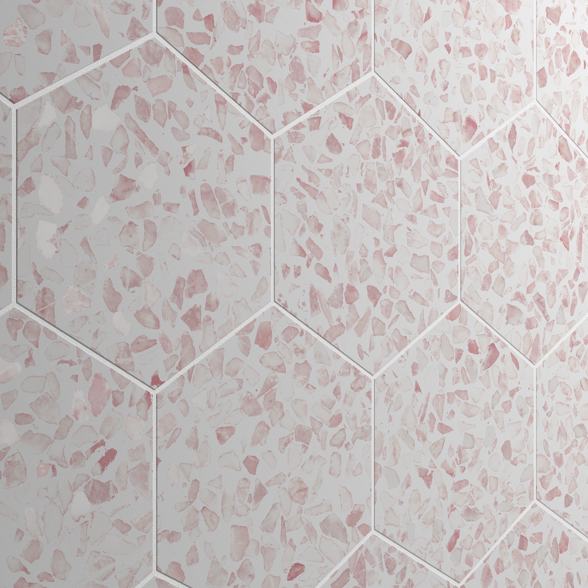 Urbanixx Gres Tarfala Bodenfliesen Terrazzooptik Hexagon Rosa Matt 23,2x26,7 cm rektifiziert