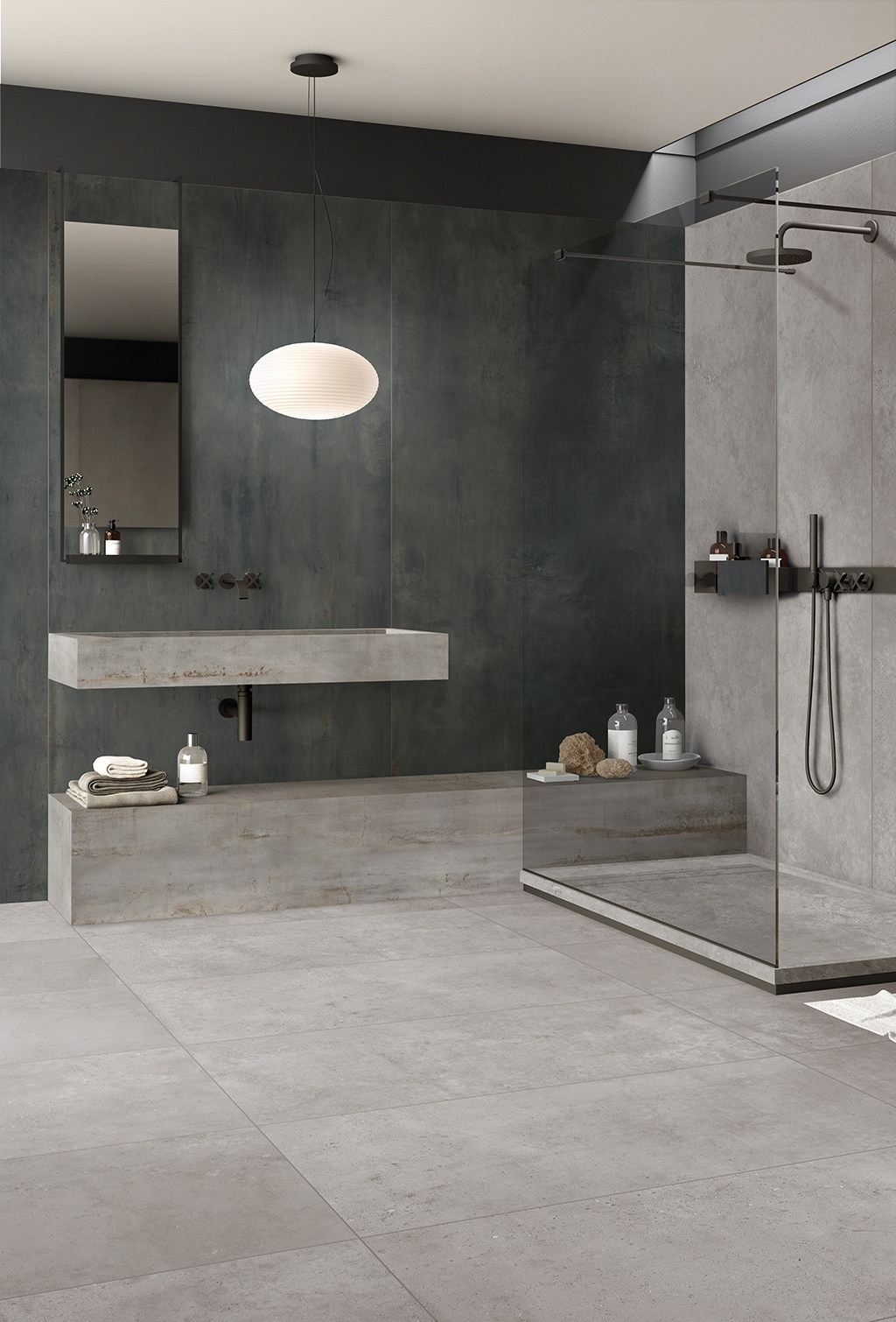 Flaviker Rebel Bodenfliese Metalloptik Grau Matt 160x320 cm rektifiziert