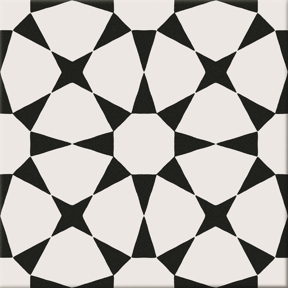 Catalea Gres Allsta Retrofliese Sterne Schwarz Weiß matt 20x20 cm