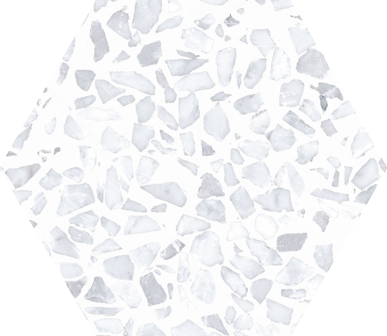 Urbanixx Gres Tarfala Bodenfliesen Terrazzooptik Hexagon Hellgrau Matt 23,2x26,7 cm rektifiziert
