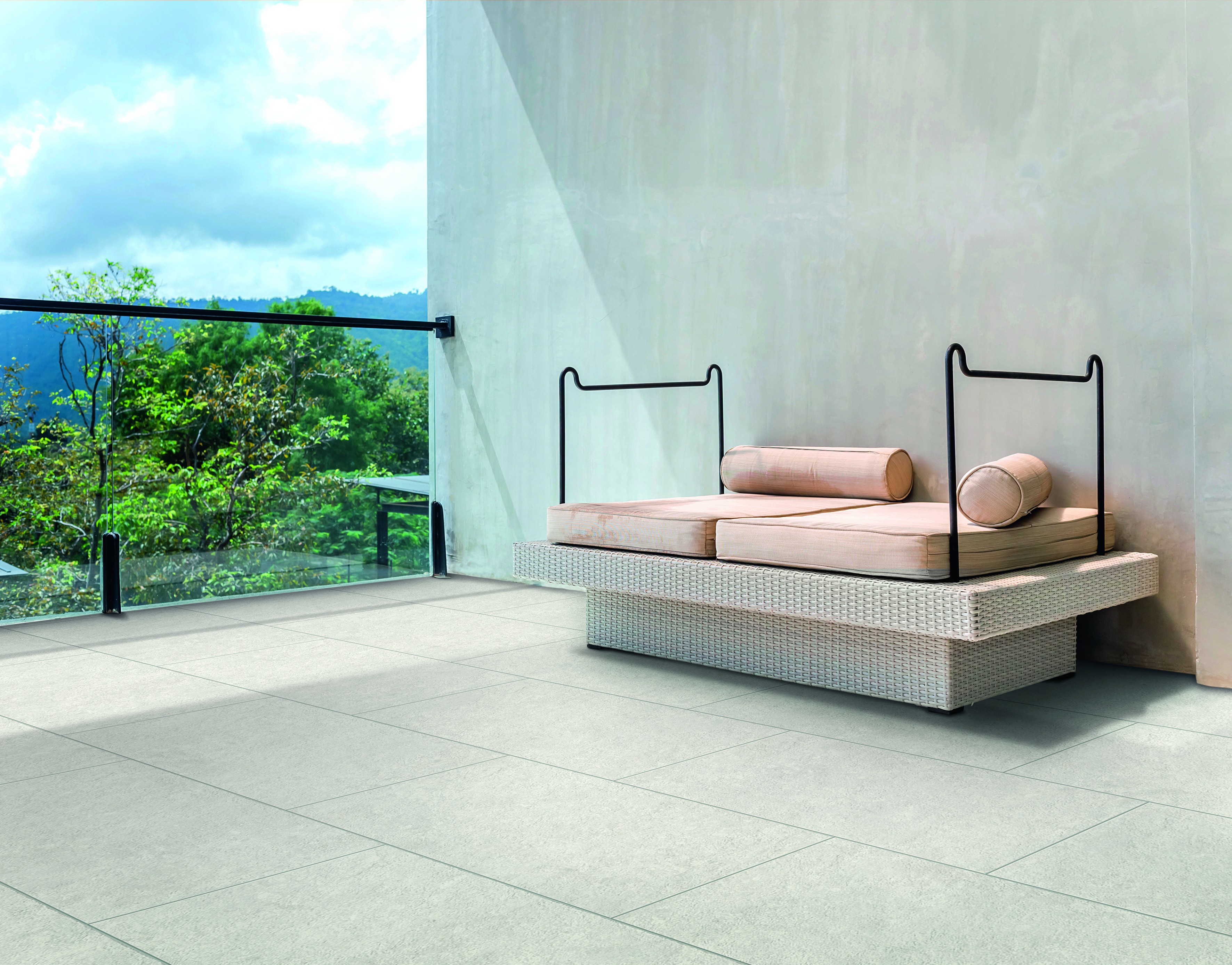 Urbanixx Gres Kyoto Outdoor Terrazzooptik Weiß matt 60x120 cm rekt. R11