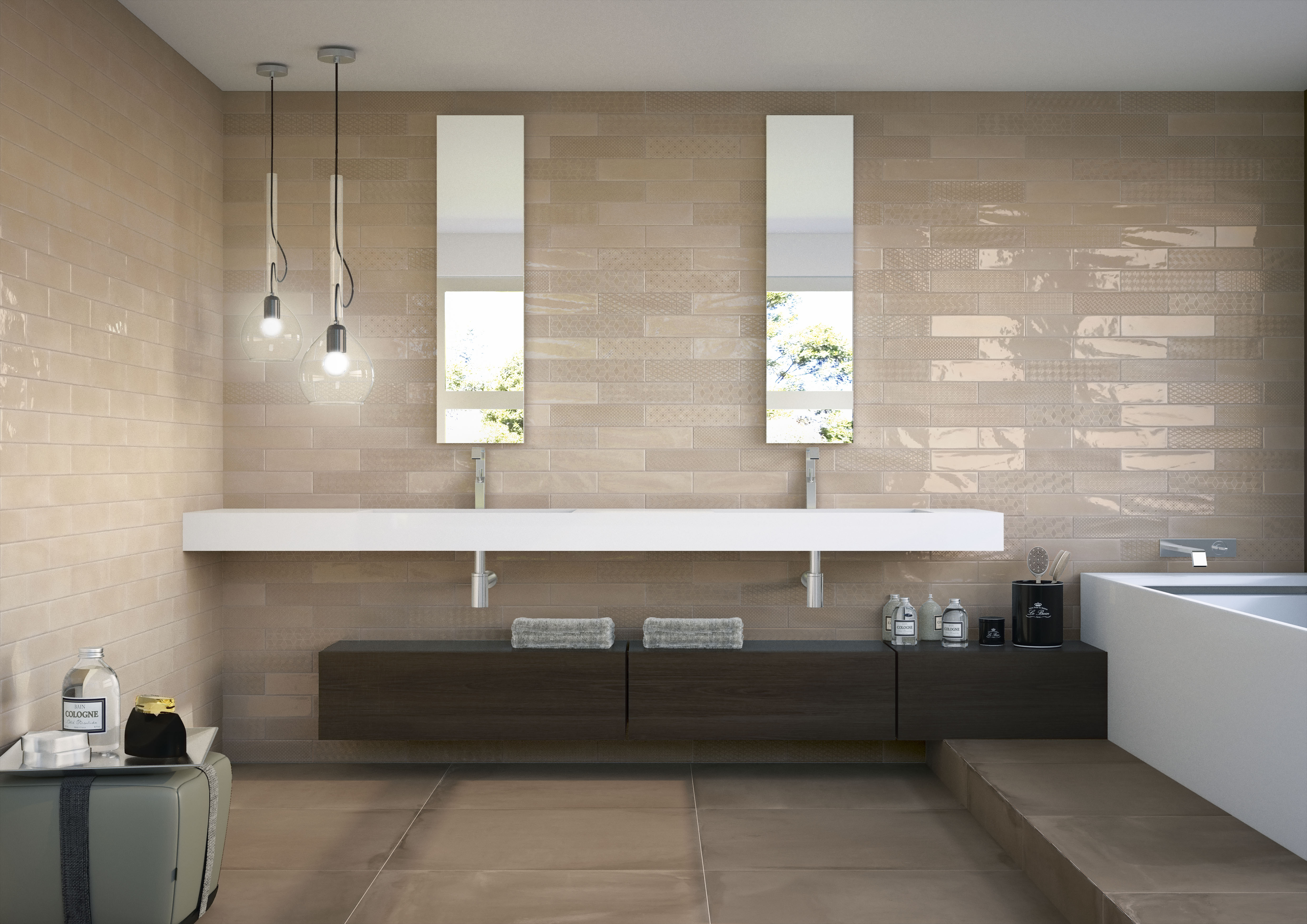 Catalea Gres Nyborg Metrofliese Taupe Glänzend 7,5x30 cm  