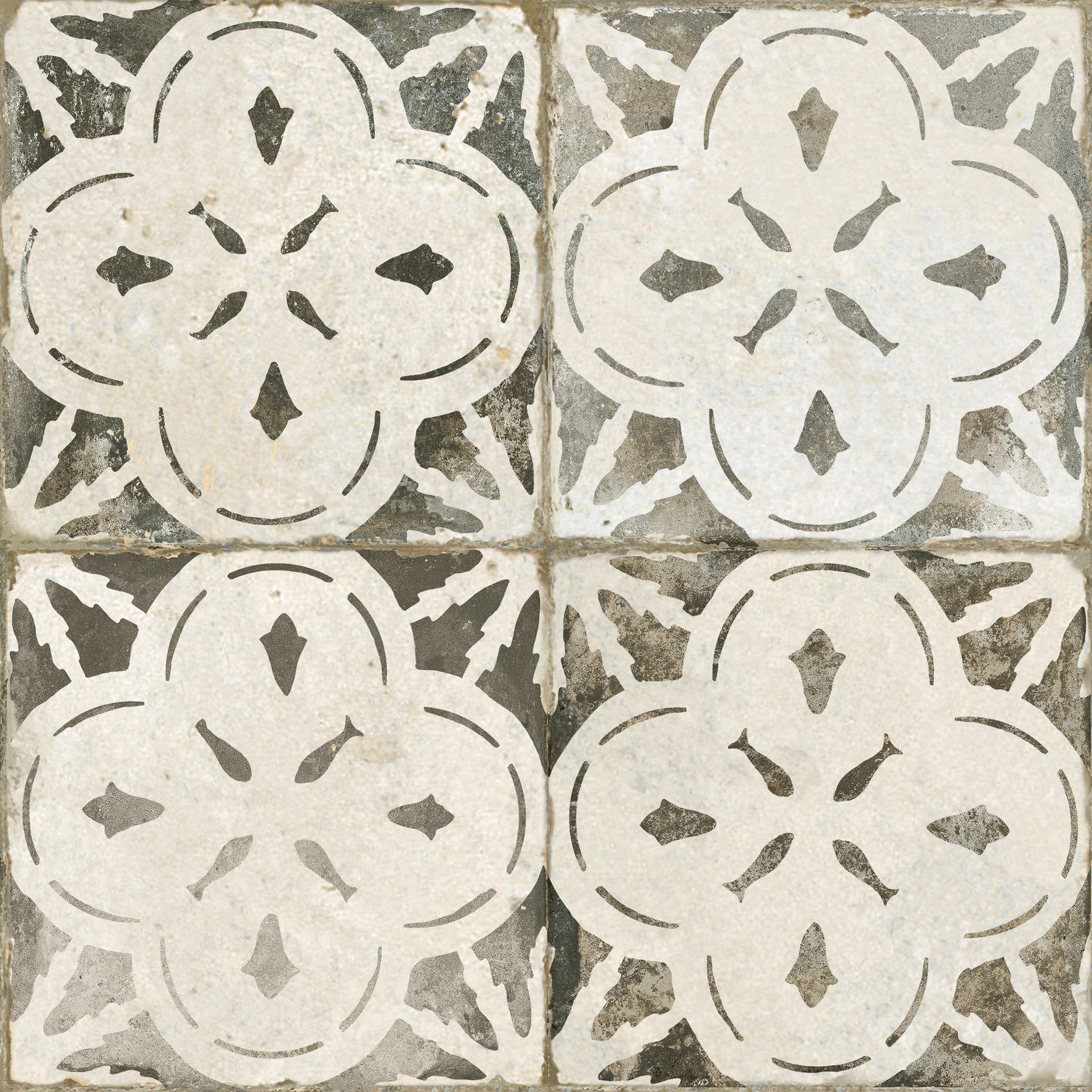 Peronda Aurora Mosaik Retrofliese Vintageoptik Schwarz Matt 45x45 cm R9