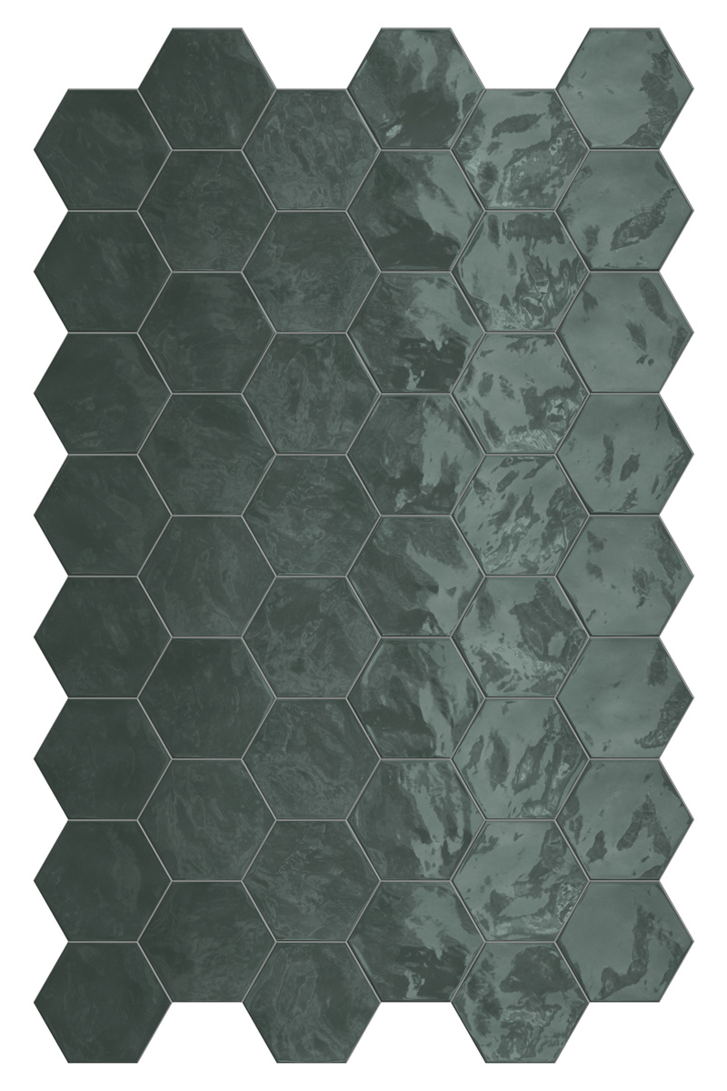 Catalea Gres Morioka Wandfliese Hexagon Grün Glänzend 17,3x15 cm 
