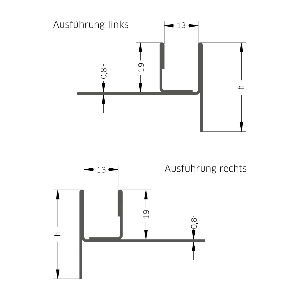 Alferpro Glasgefällekeil links 120 cm lang 