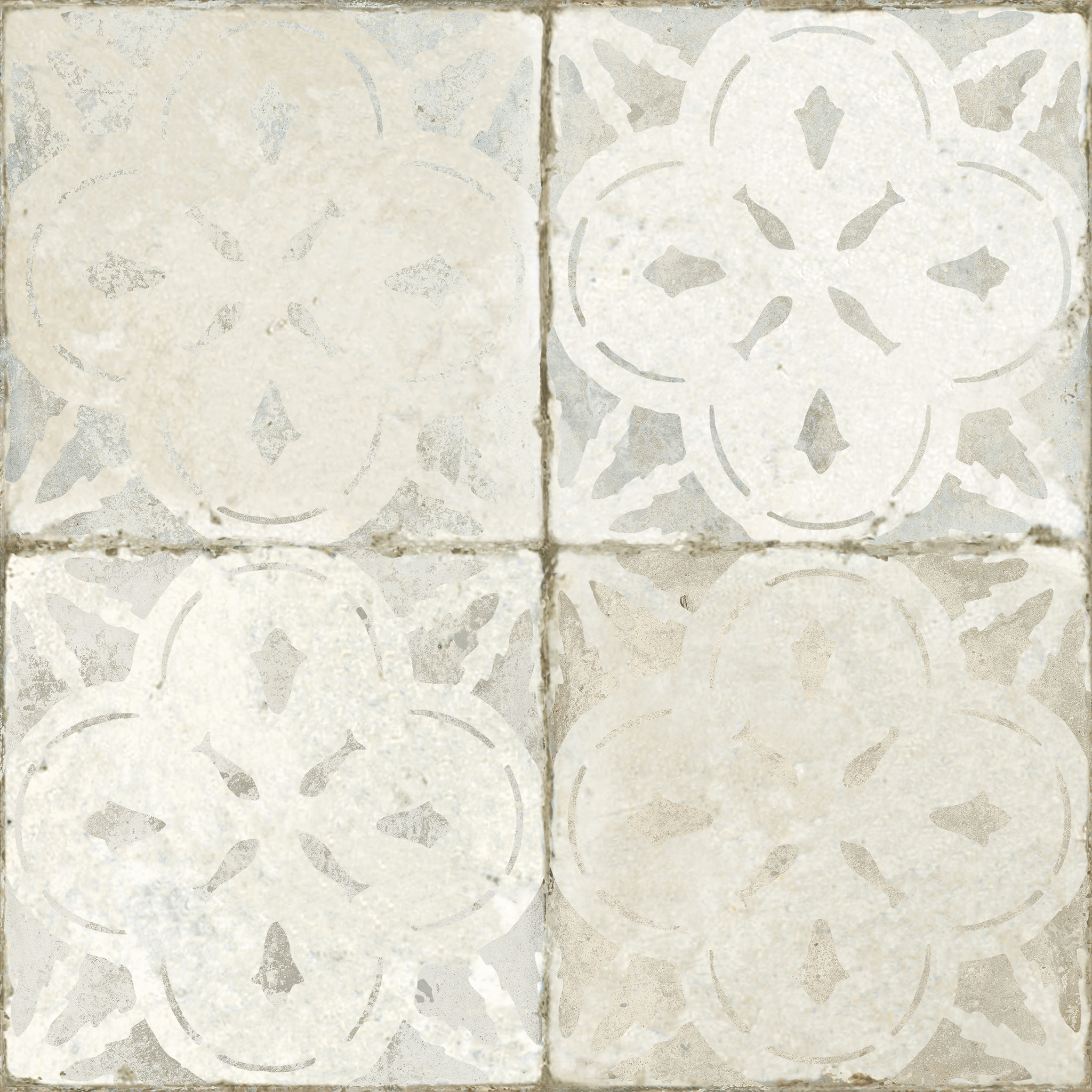 Peronda Aurora Mosaik Retrofliese Vintageoptik Weiß Matt 45x45 cm R9