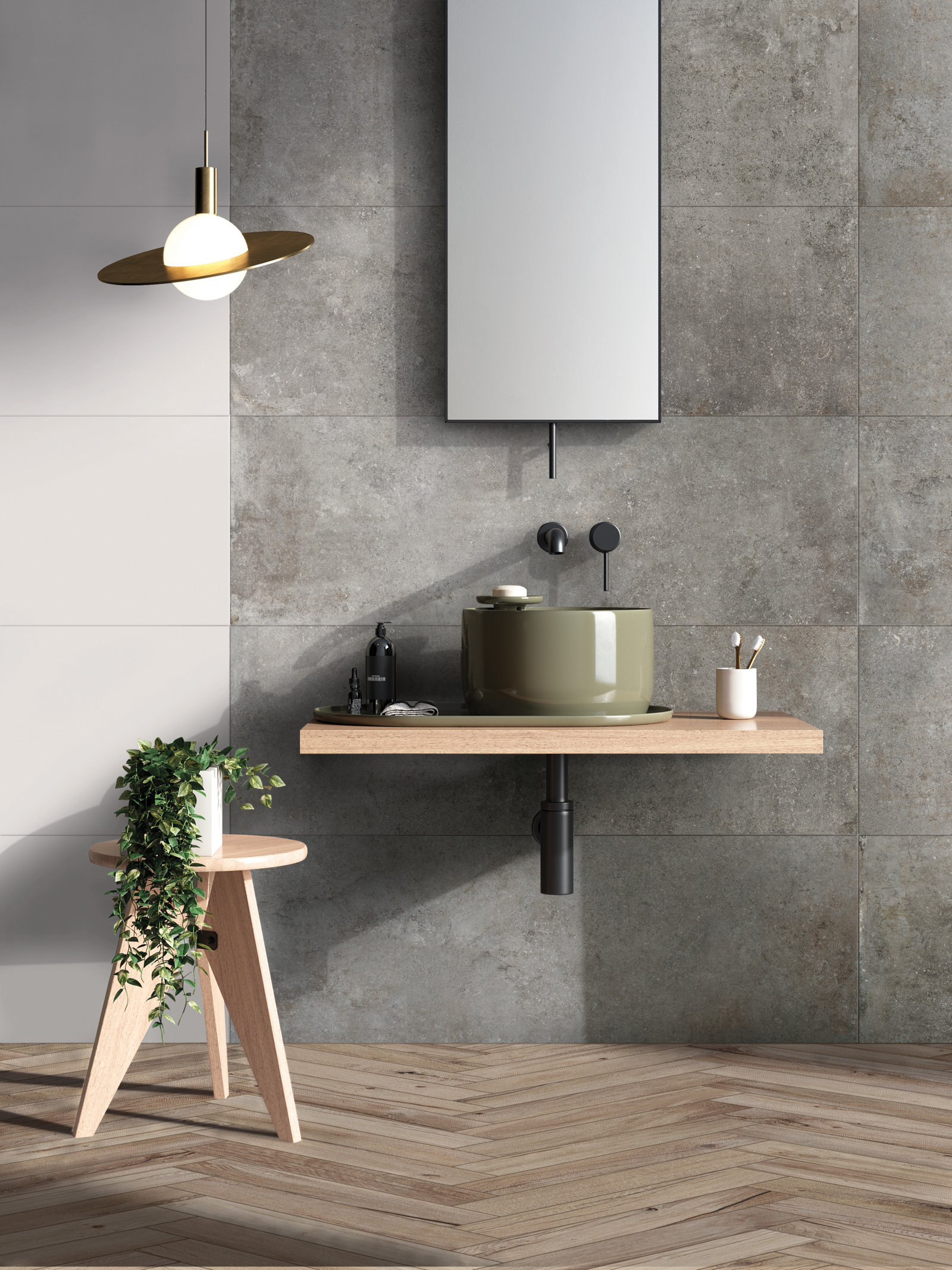 Flaviker Re Tour Wandfliese Betonoptik Grau Matt 40x120 cm rektifiziert