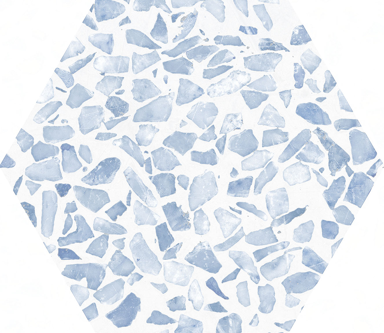 Urbanixx Gres Tarfala Bodenfliesen Terrazzooptik Hexagon Blau Matt 23,2x26,7 cm rektifiziert