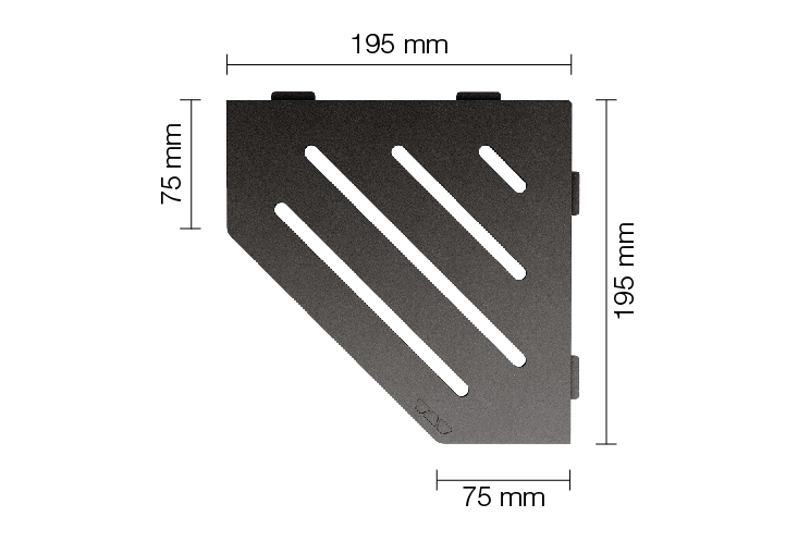 Schlüter SHELF E S2 195x195 mm Wave TSDA strukturbeschichtet Steingrau Duschablage