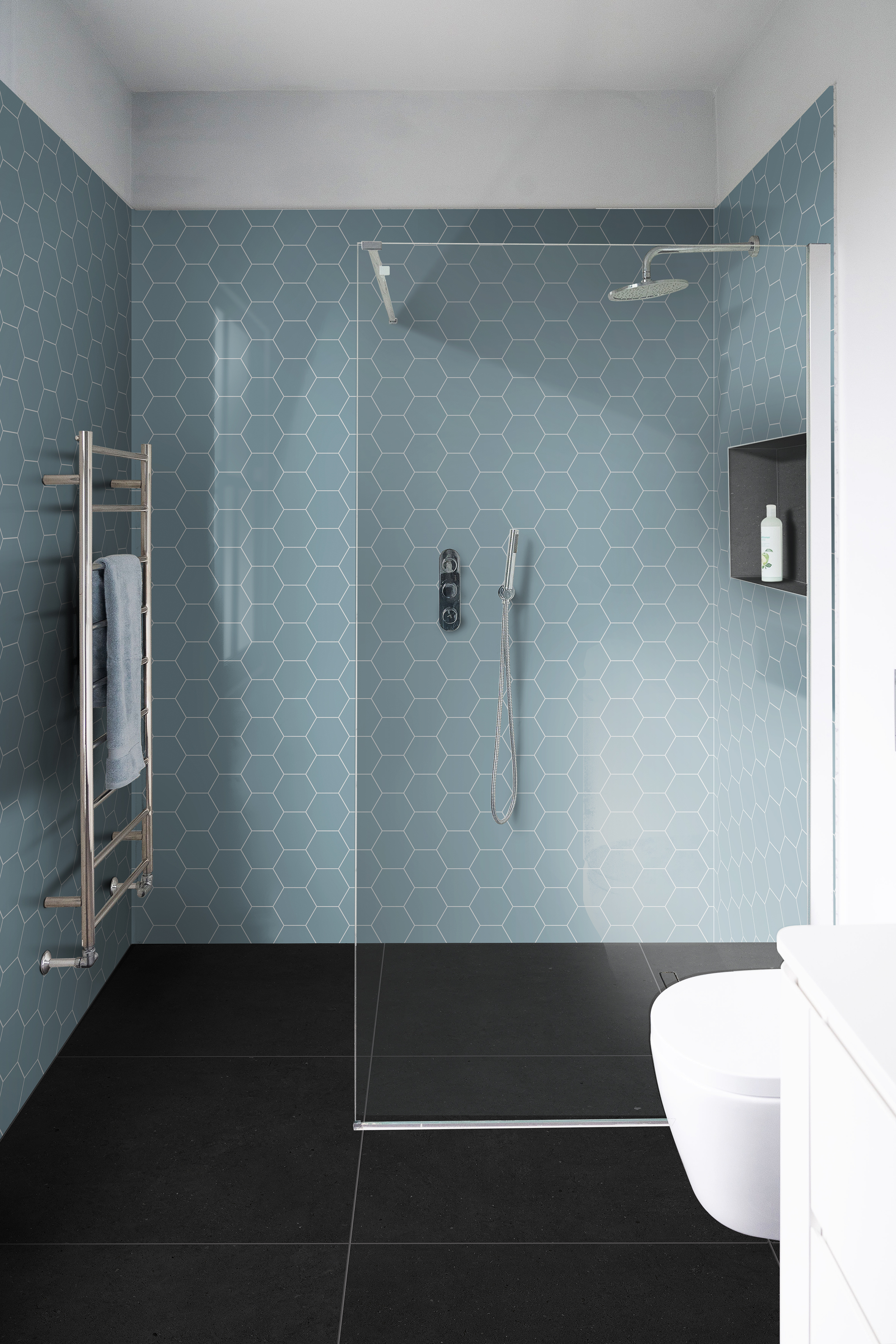 Catalea Gres Akita Bodenfliese Hexagon Hellblau Matt 14x16 cm rektifiziert R10