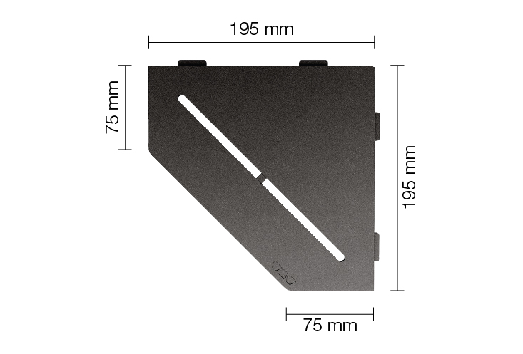 Schlüter SHELF E S2 195x195 mm Pure TSDA strukturbeschichtet Steingrau Duschablage