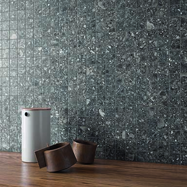 Ergon Lombarda Bodenfliese Terrazzooptik Schwarz Matt 60x60 cm rektifiziert R10B