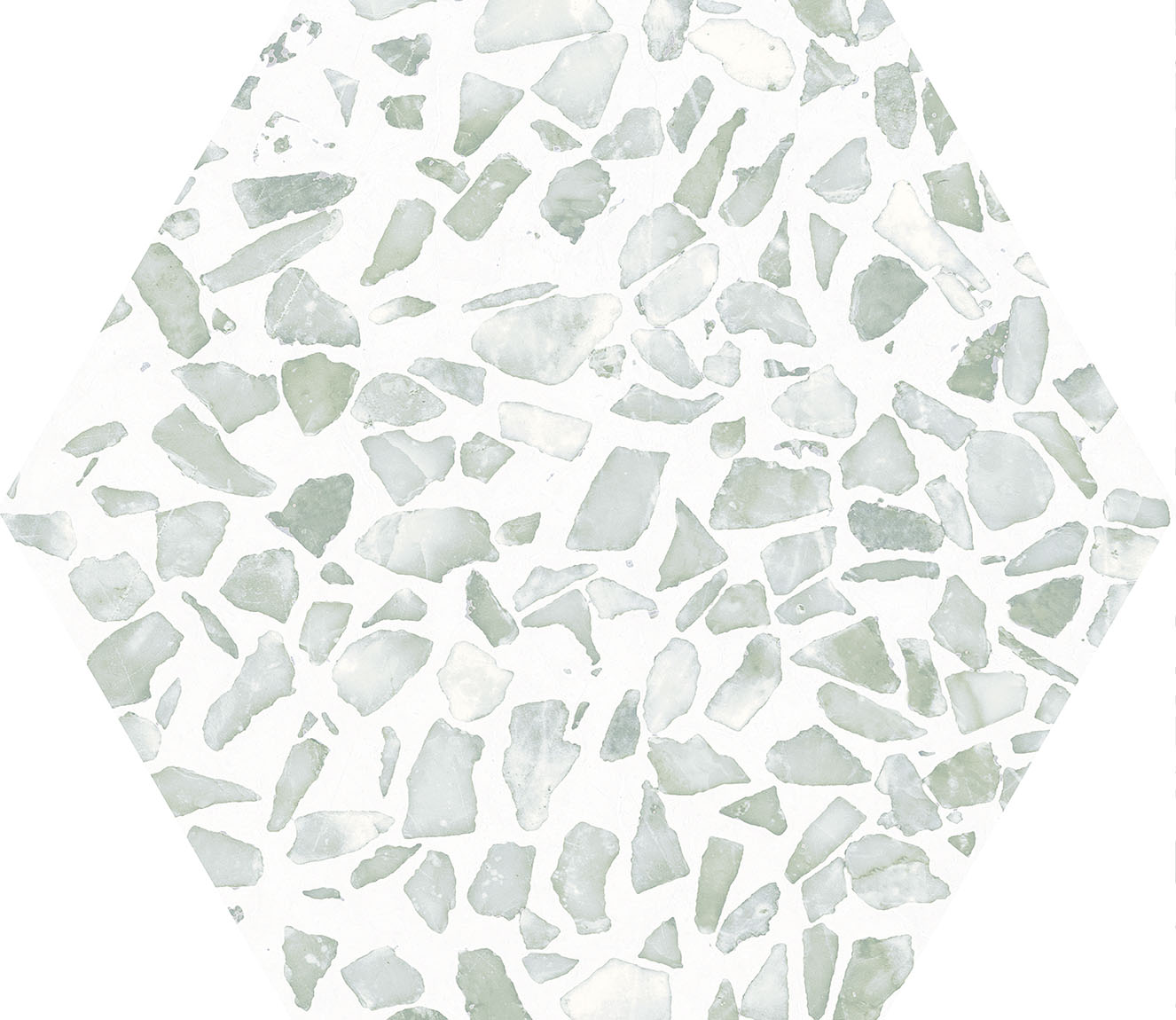 Urbanixx Gres Tarfala Bodenfliesen Terrazzooptik Hexagon Grün matt 23,2x26,7 cm rekt.