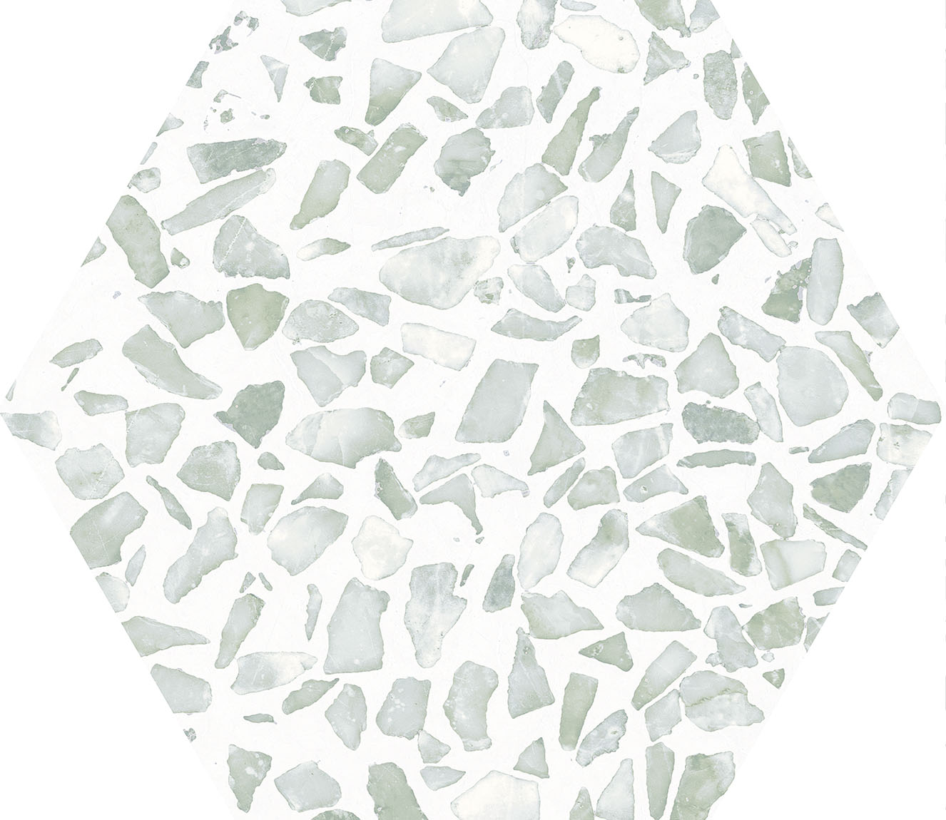 Urbanixx Gres Tarfala Bodenfliesen Terrazzooptik Hexagon Grün Matt 23,2x26,7 cm rektifiziert