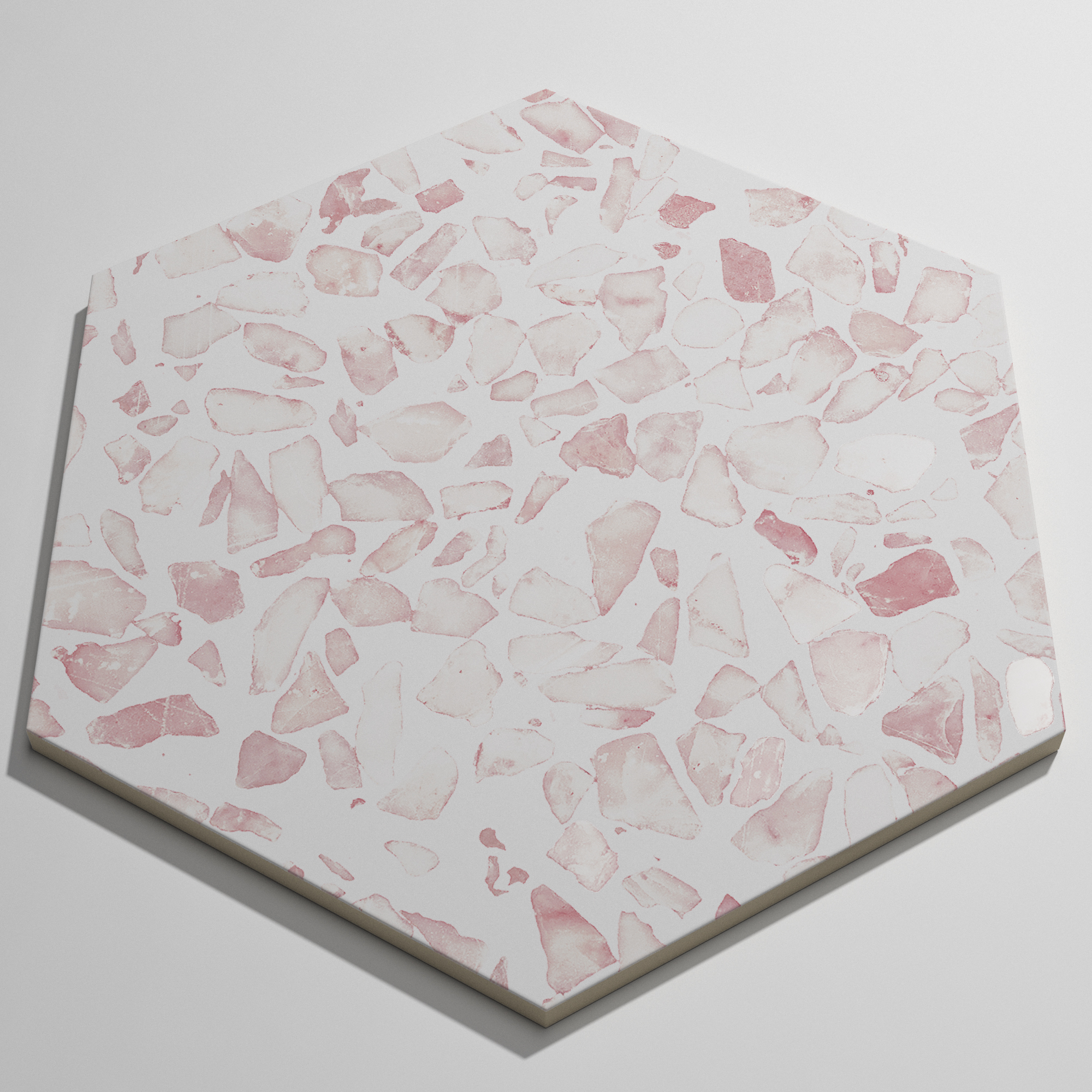 Urbanixx Gres Tarfala Bodenfliesen Terrazzooptik Hexagon Rosa Matt 23,2x26,7 cm rektifiziert