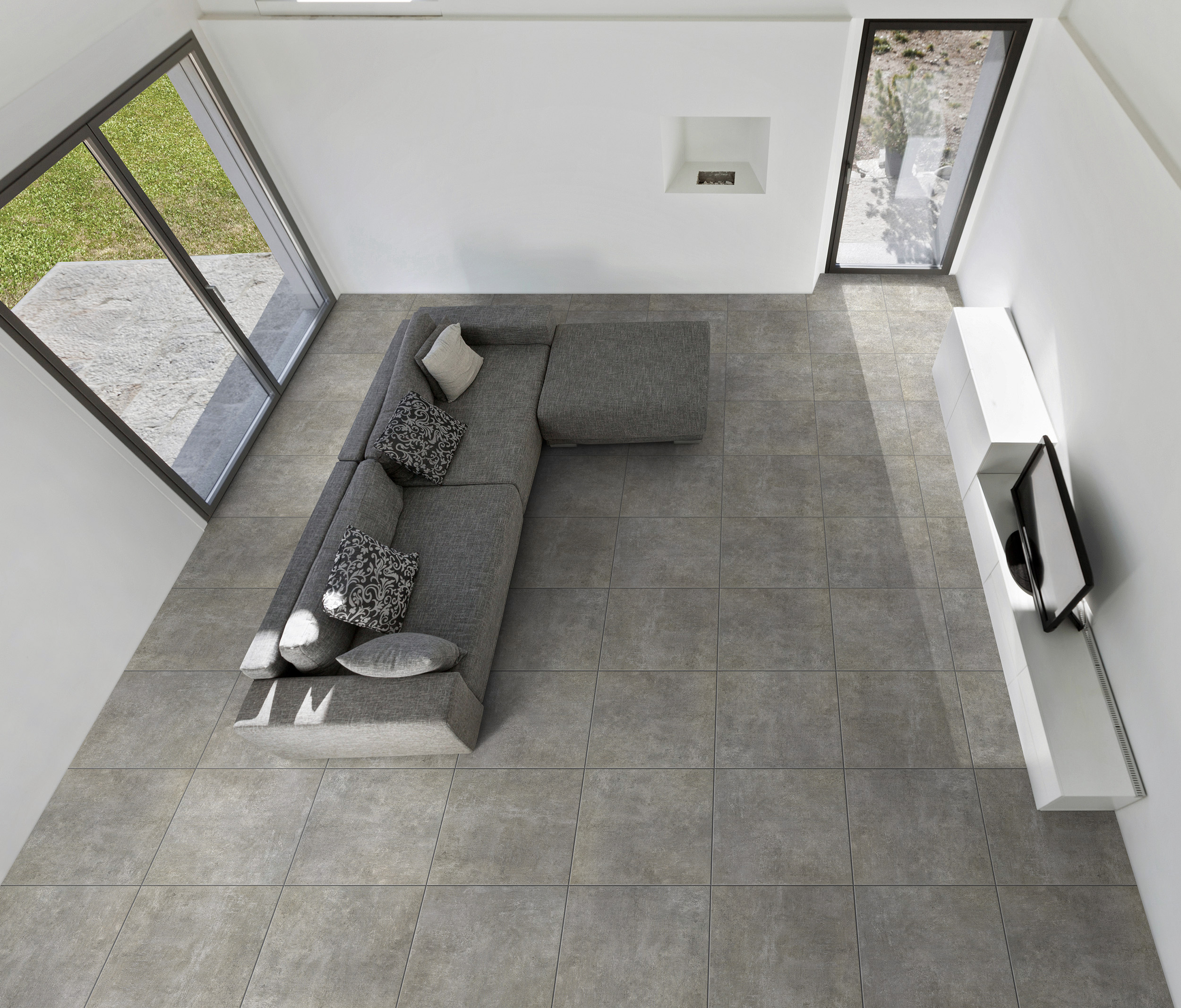 Urbanixx Gres Palermo Bodenfliese Betonoptik Grau matt 80x80 cm rekt. R10B