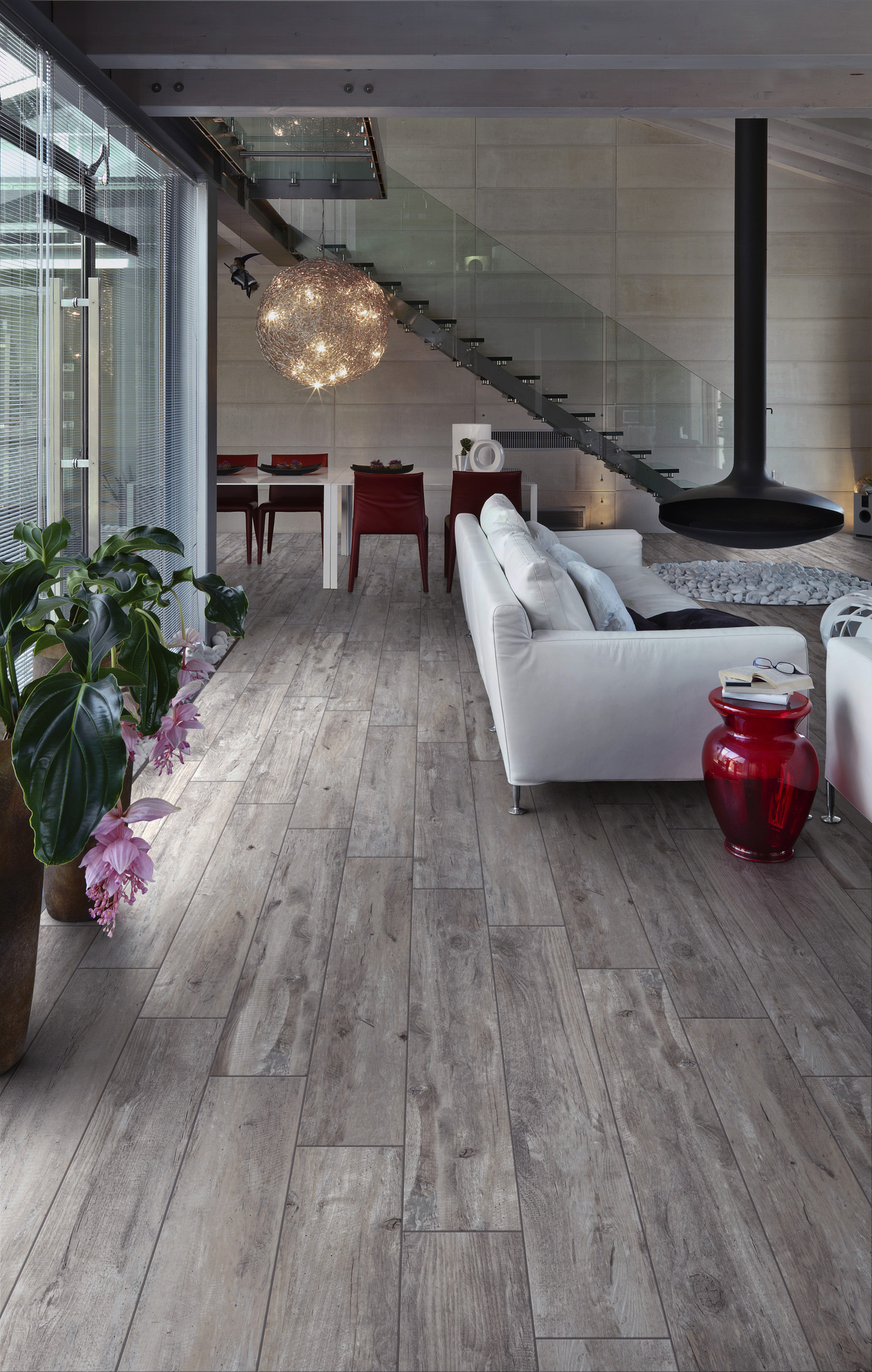 Noem Gres Bergamo Bodenfliese Holzoptik Grau Matt 20x120 cm rektifiziert R9