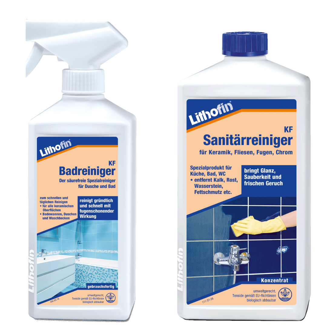 Lithofin Reinigerset für Dusche und Bad 500 ml KF Badreiniger und 250ml KF Sanitärreiniger