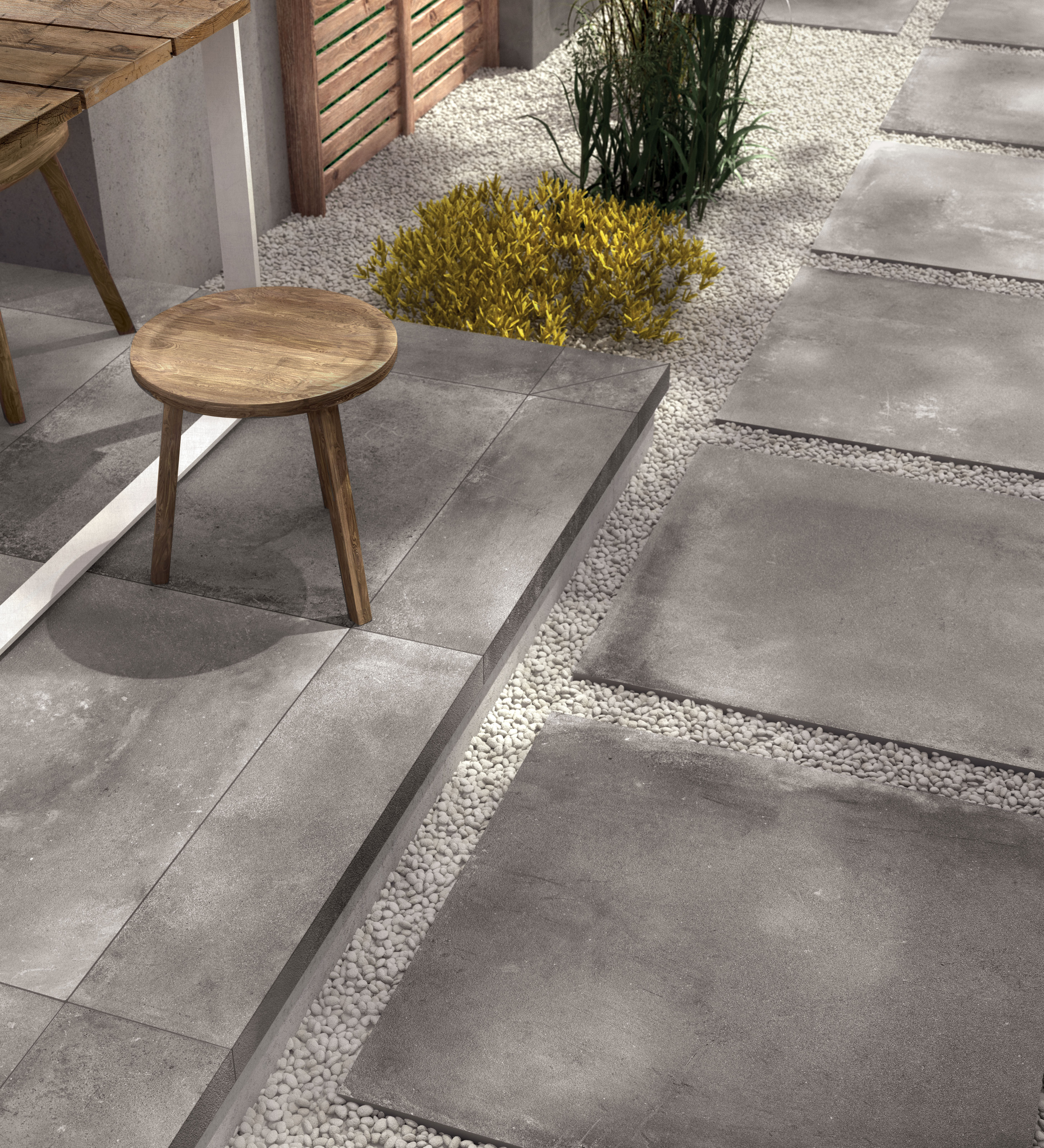 Flaviker X20 Backstage keramisches Terrassenelement Betonoptik Ash matt 76x76 cm rekt. R11C