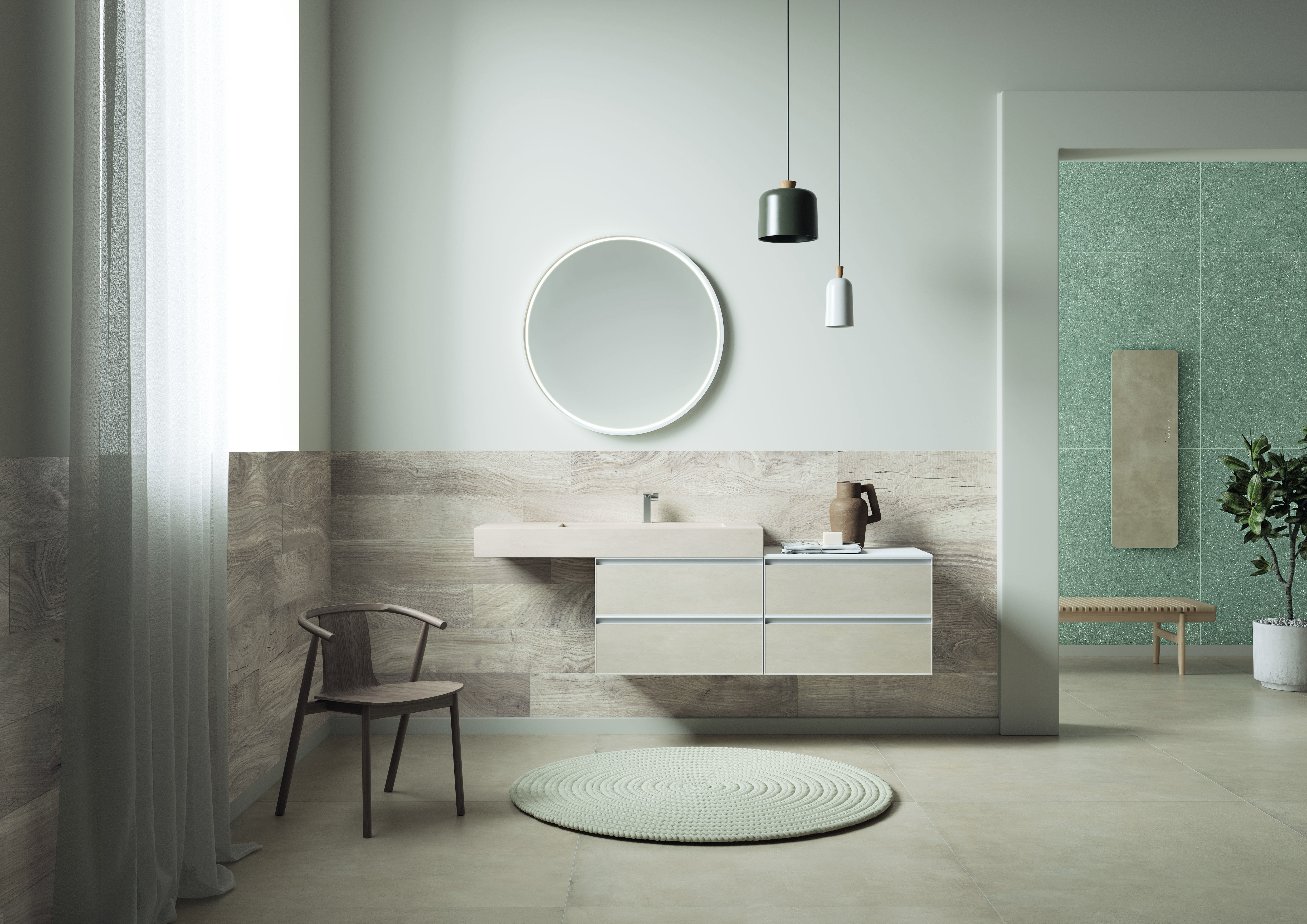 Urbanixx Gres Nagano Bodenfliese Betonoptik Grün Matt 60x120 cm rektifiziert R10