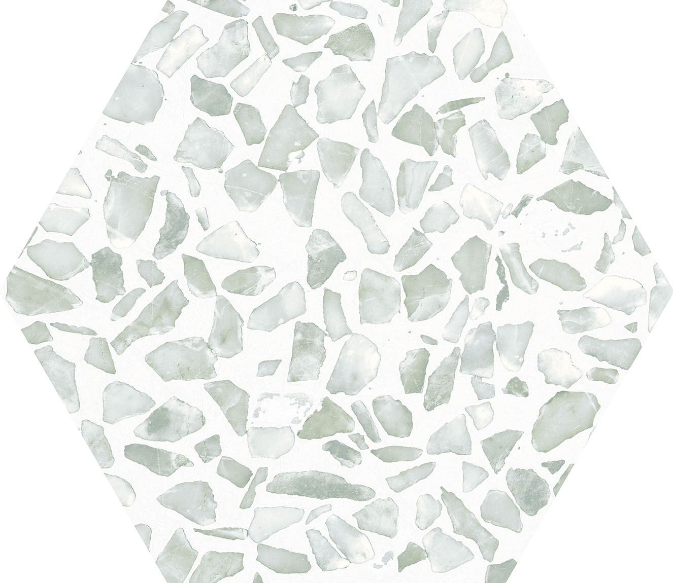 Urbanixx Gres Tarfala Bodenfliesen Terrazzooptik Hexagon Grün Matt 23,2x26,7 cm rektifiziert