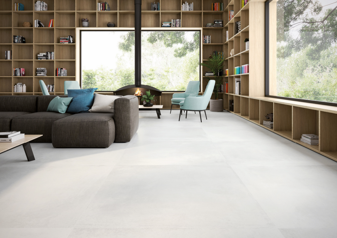 Urbanixx Gres Living Bodenfliese Betonoptik Weiß Matt 60x120 cm rektifiziert 10B