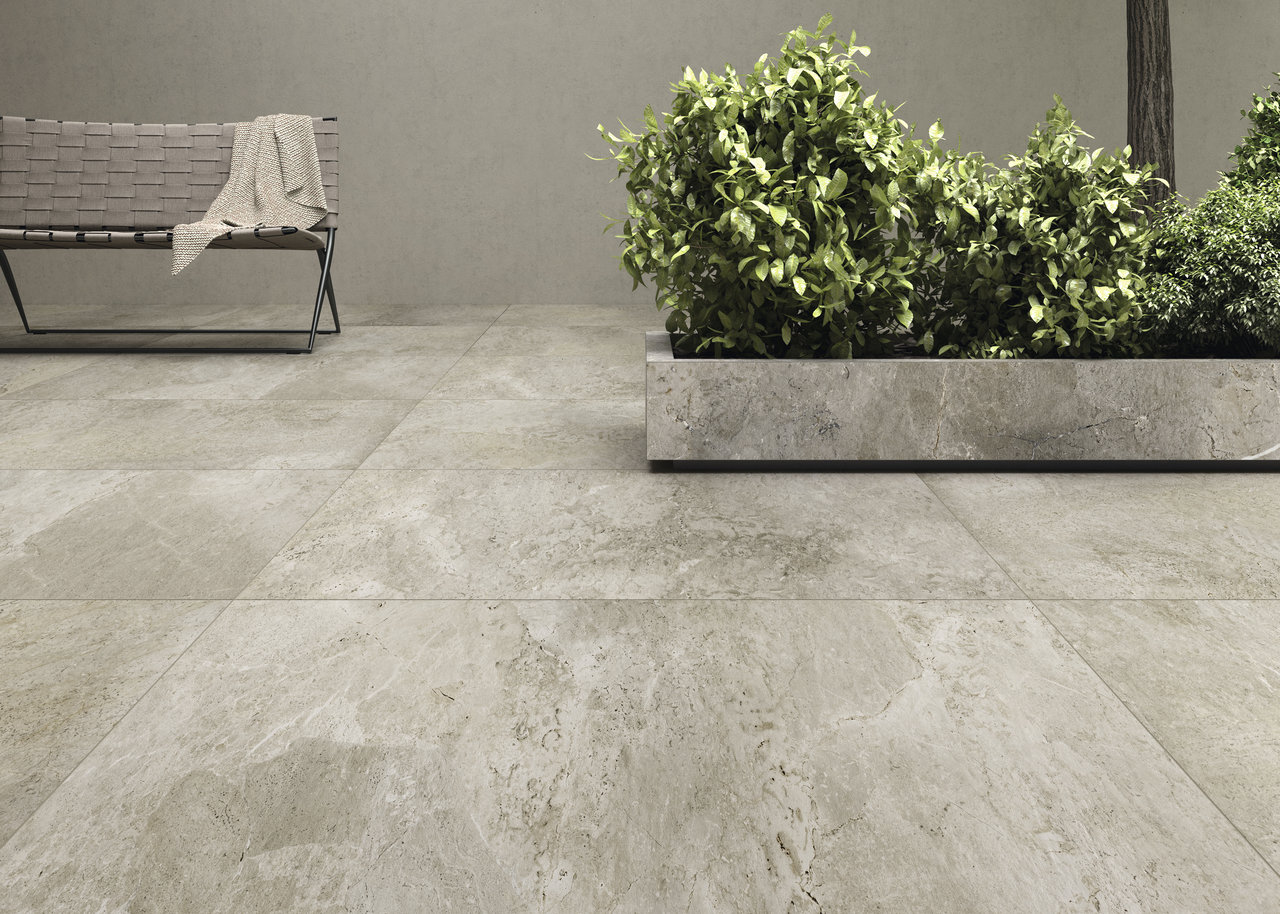 Vanezia Gres Kapela Bodenfliese Outdoor Natursteinoptik Weiß matt 60x60 cm rekt. R11