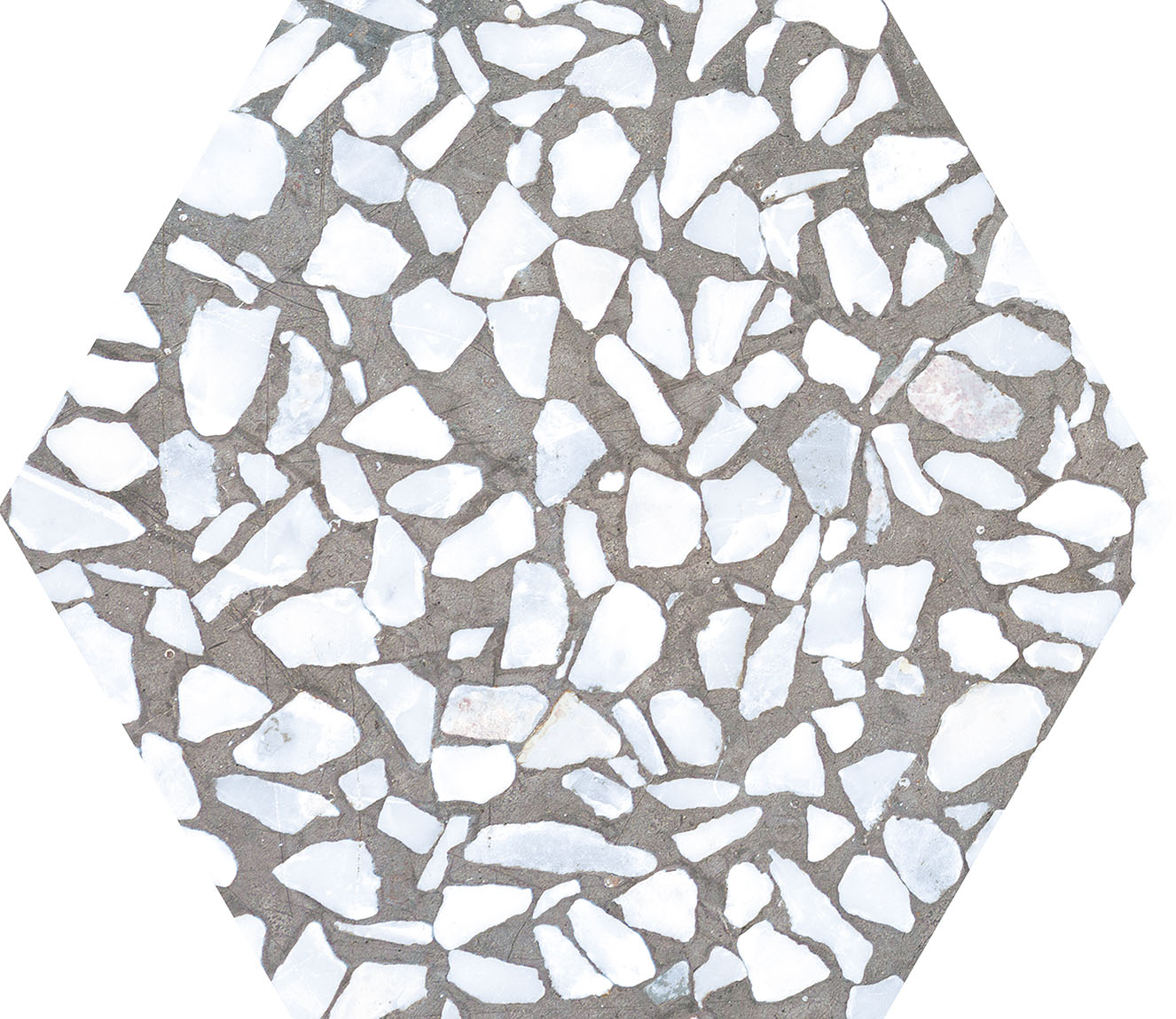 Urbanixx Gres Tarfala Bodenfliesen Terrazzooptik Hexagon Dunkelgrau Matt 23,2x26,7 cm rektifiziert