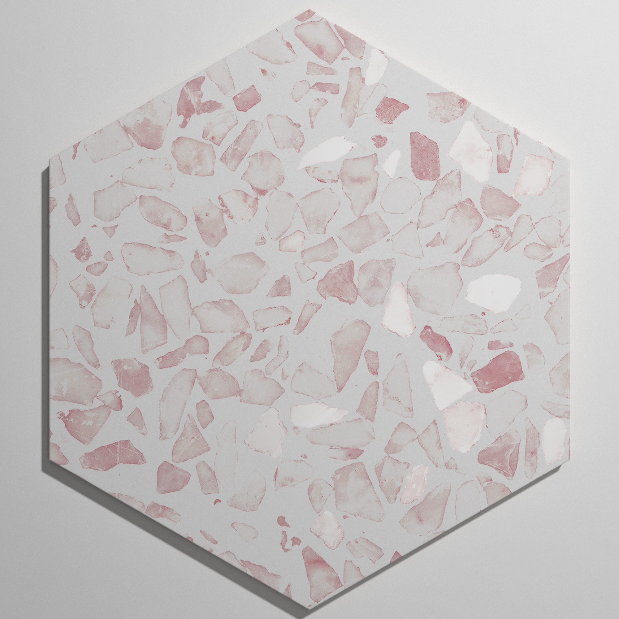 Urbanixx Gres Tarfala Bodenfliesen Terrazzooptik Hexagon Rosa Matt 23,2x26,7 cm rektifiziert