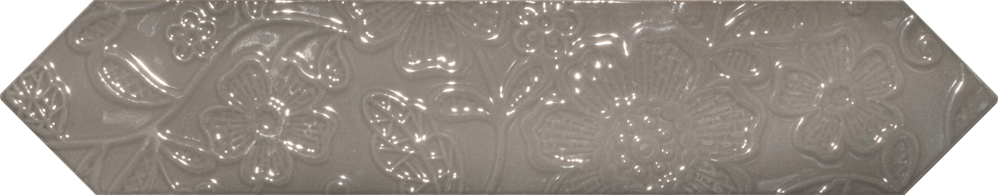 Catalea Gres Birsta Vintagefliese Fischgrätverblender Dekor Grau Glänzend 6,5x33,2 cm