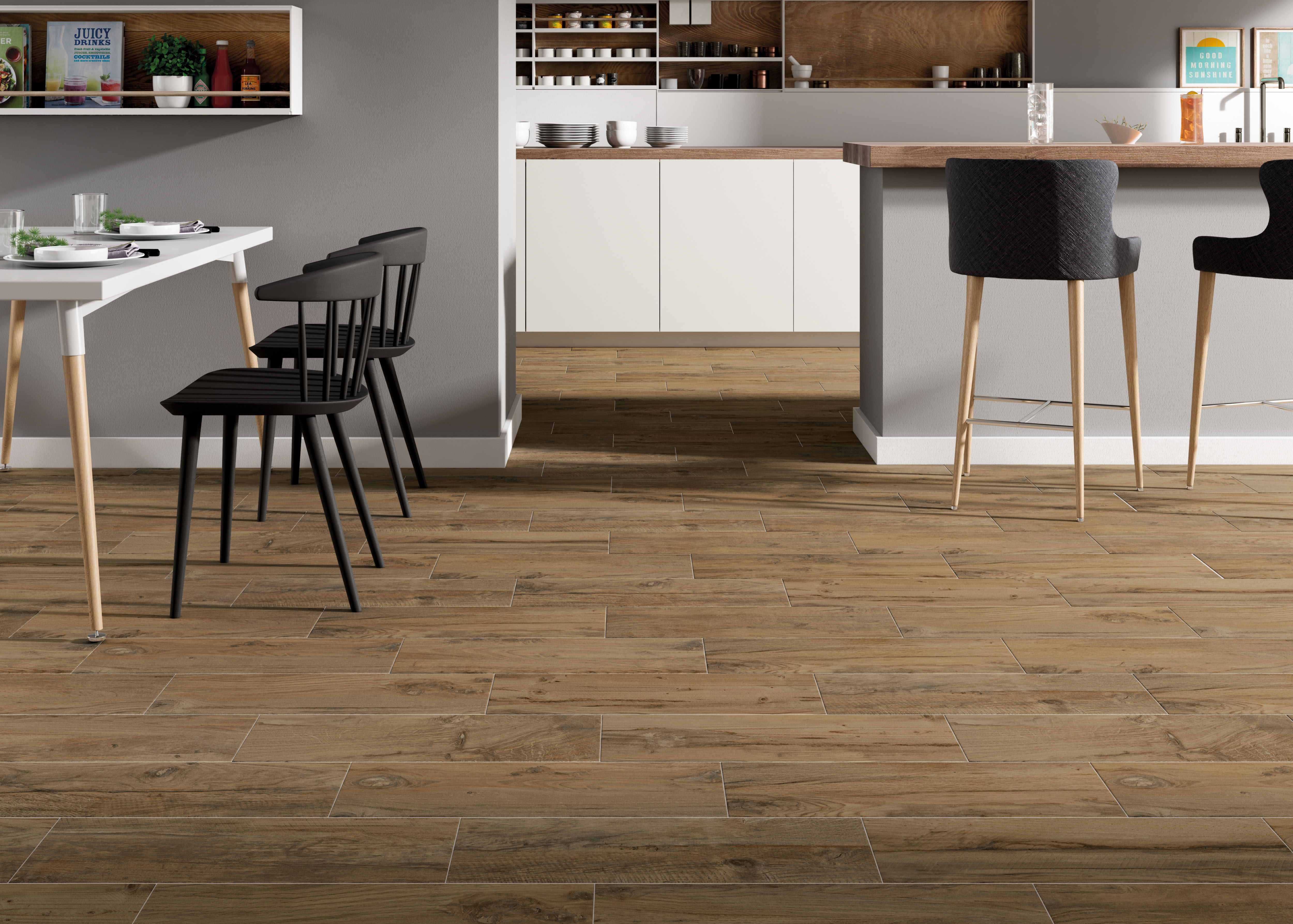 Noem Gres Stockholm Bodenfliesen Holzoptik Braun Matt 10x60 cm rektifiziert R10B