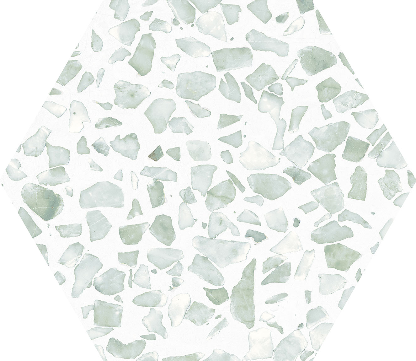 Urbanixx Gres Tarfala Bodenfliesen Terrazzooptik Hexagon Grün Matt 23,2x26,7 cm rektifiziert