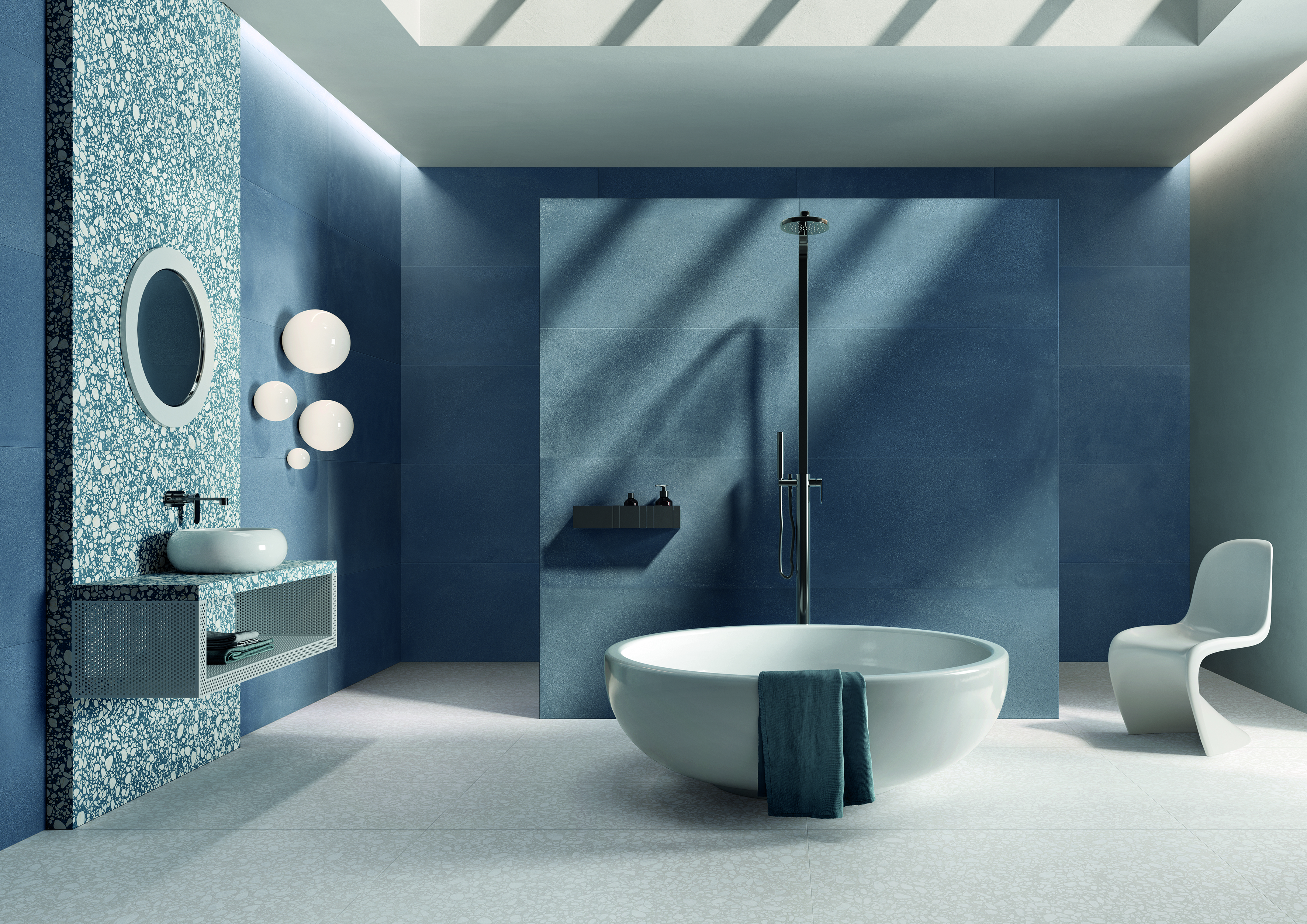 Ergon Medley Minimal Bodenfliese Uni Blau Matt 90x90 cm rektifiziert R10B