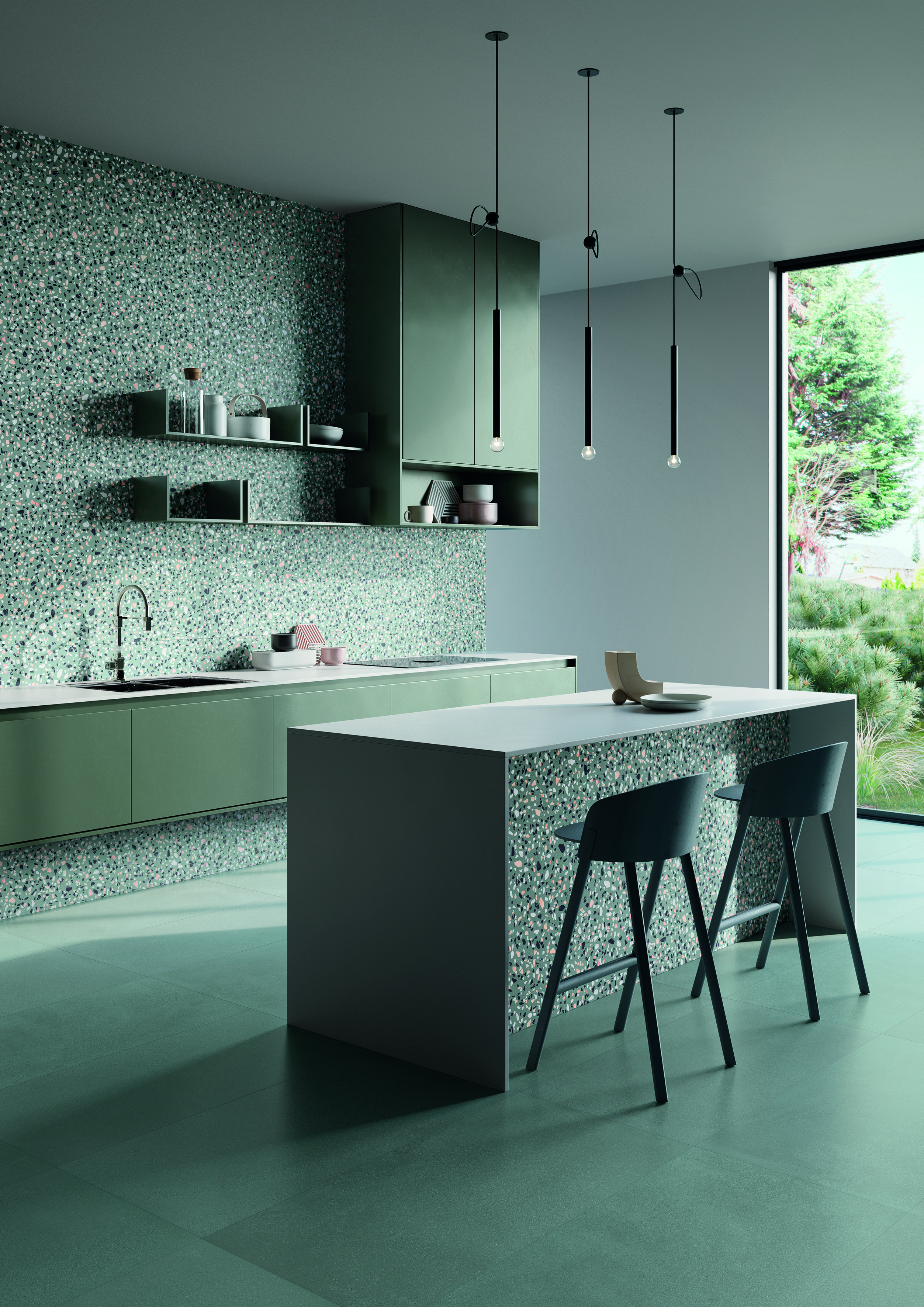 Ergon Medley Minimal Bodenfliese Uni Grün Matt 60x120 cm rektifiziert R10B