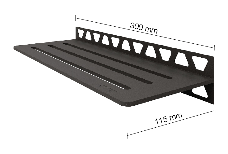 Schlüter SHELF W S1 300x115 mm Wave TSDA strukturbeschichtet Dunkelanthrazit Duschablage