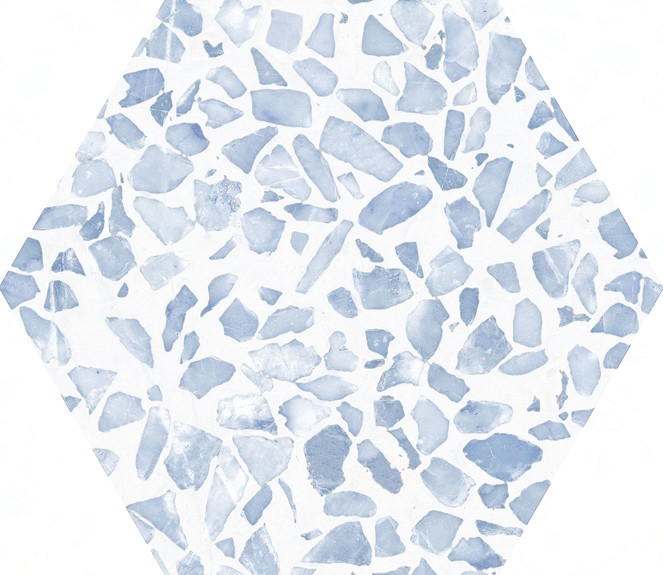 Urbanixx Gres Tarfala Bodenfliesen Terrazzooptik Hexagon Blau Matt 23,2x26,7 cm rektifiziert