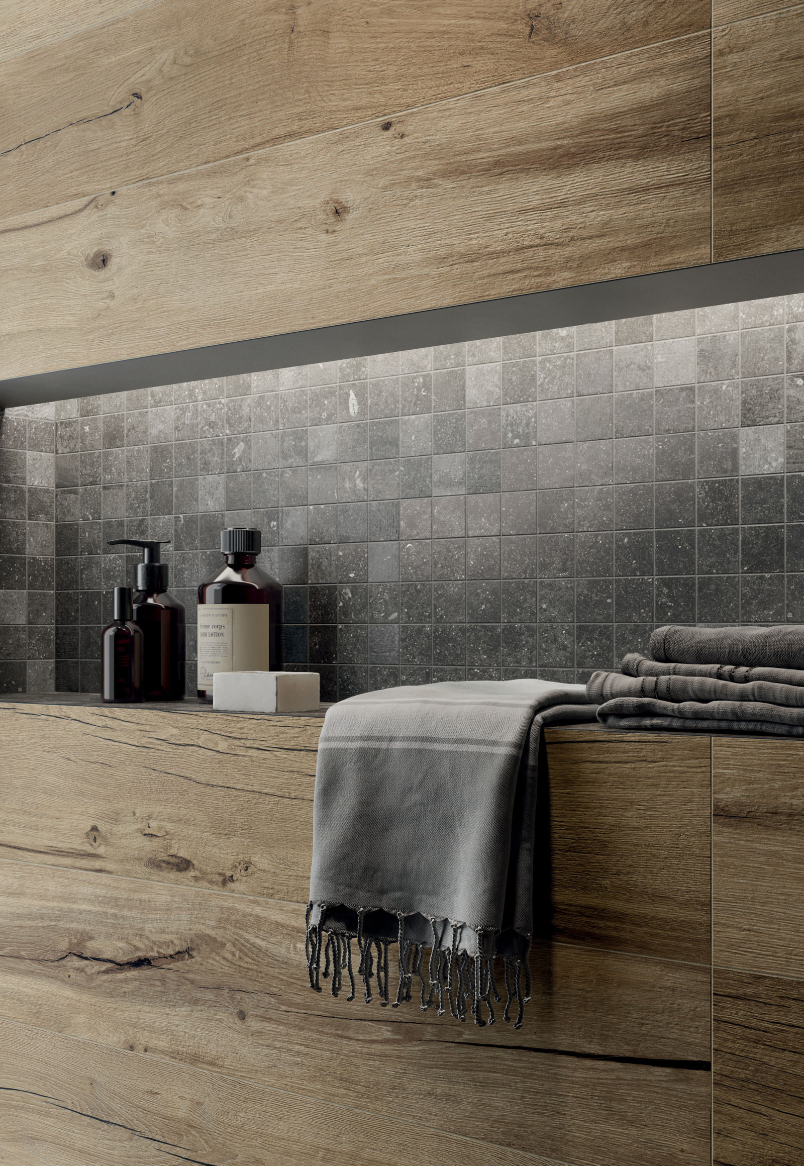Flaviker Nordik Stone Indoor Mosaik Natursteinoptik Schwarz Matt 30x30 cm rektifiziert