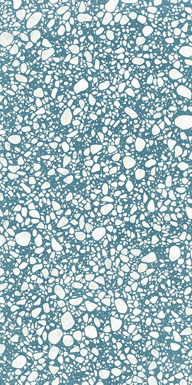 Ergon Medley Pop Bodenfliese Terrazzooptik Blau Matt 60x120 cm rektifiziert R10B