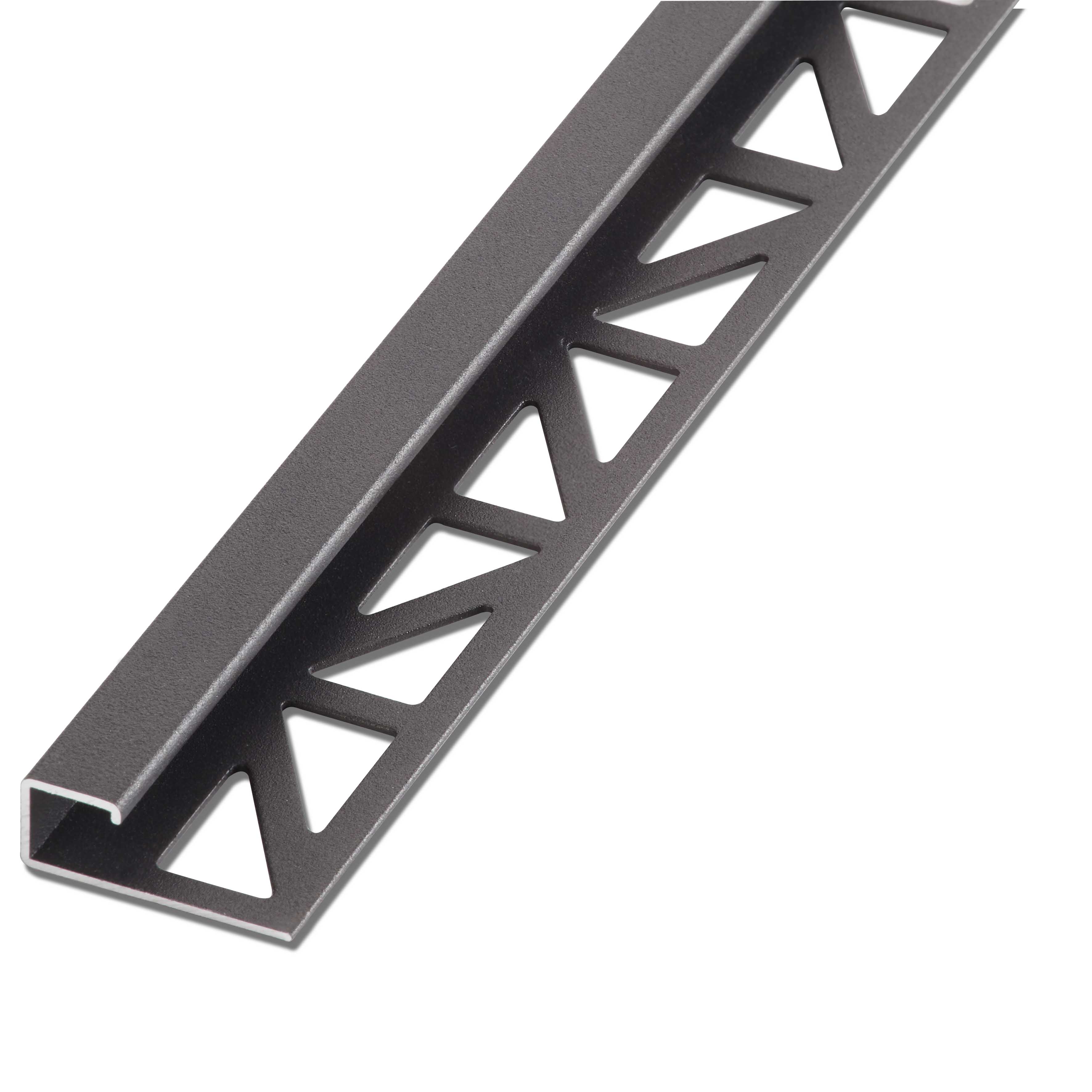 Blanke Fliesenschiene New York Edition Cubeline quadratische Form Abschlussprofil Aluminium Graphit 12,5 mm hoch 2,5 m lang